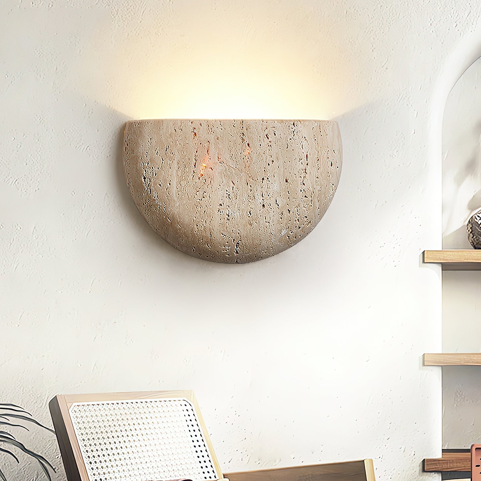 Cuvenarae Applique Murale Travertin Lune Minimaliste
