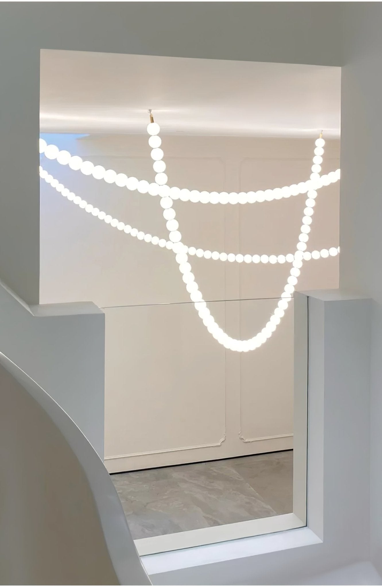 PearlCascade Lustre Perlé en Verre