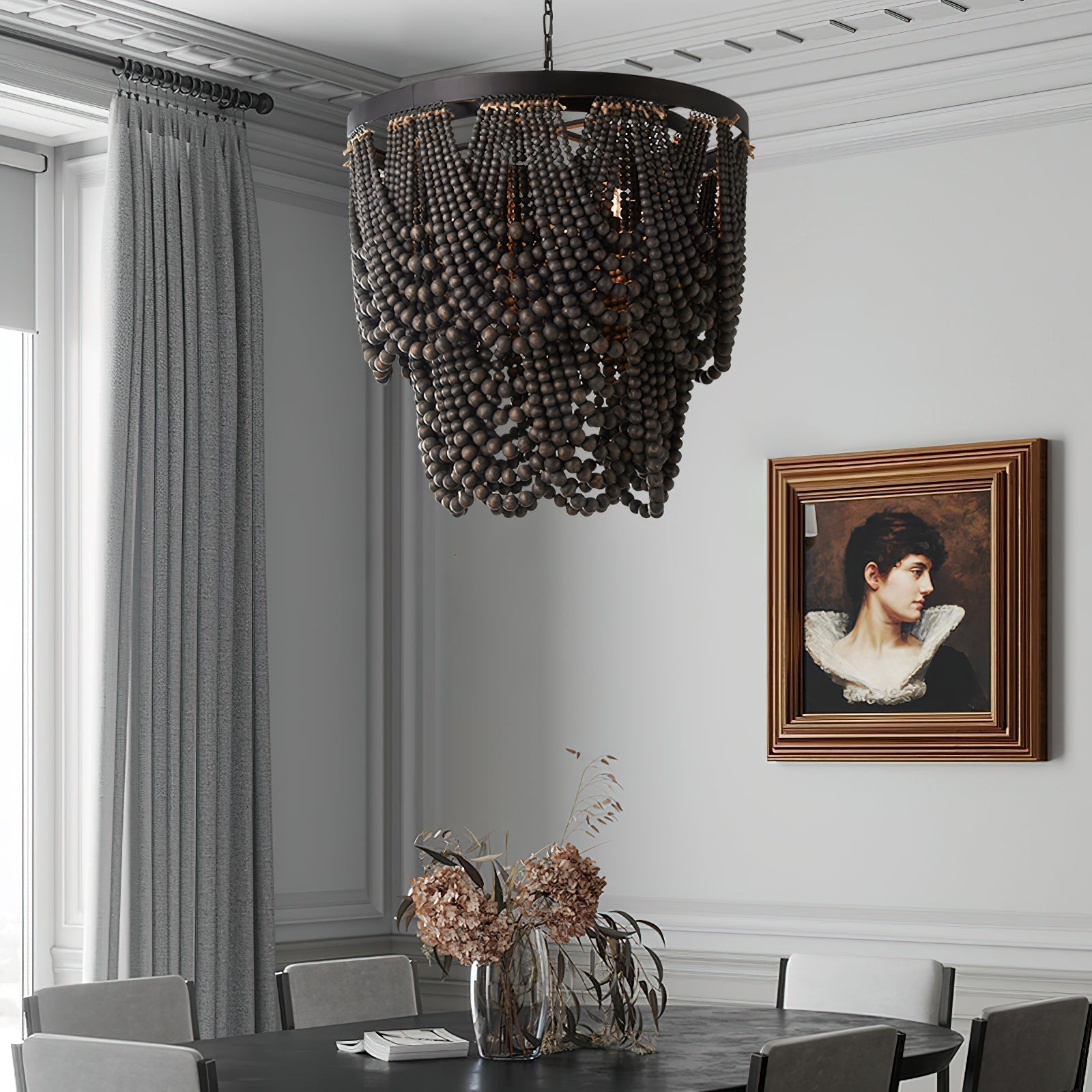 Ordore Lustre Bois Métal Luxe Postmoderne