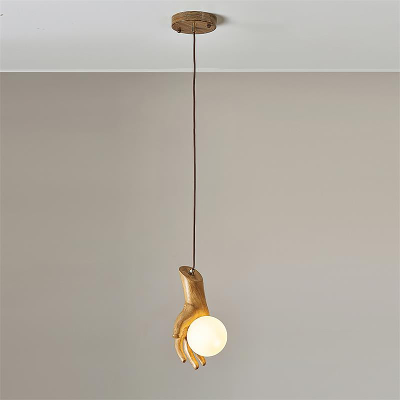 Virelli Suspension Sculpture Manuelle Poignée en Bois Globe en Acrylique Artistique