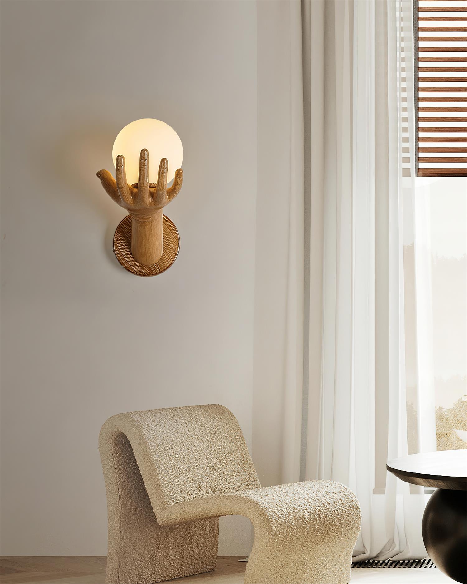 Aura Applique Murale Forme Main Bois