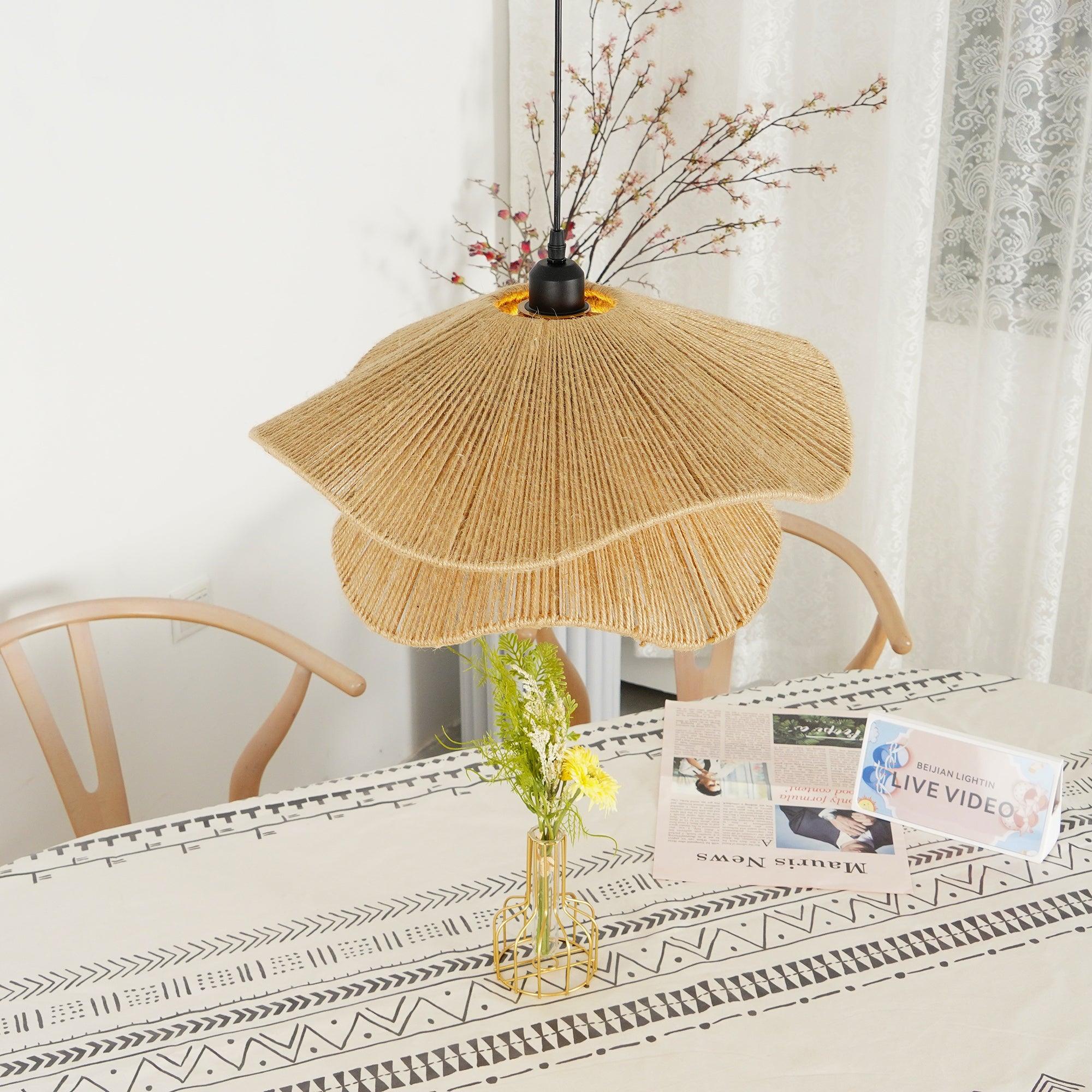 Straw Hat Lampe Suspendue Vague Tissée Organique