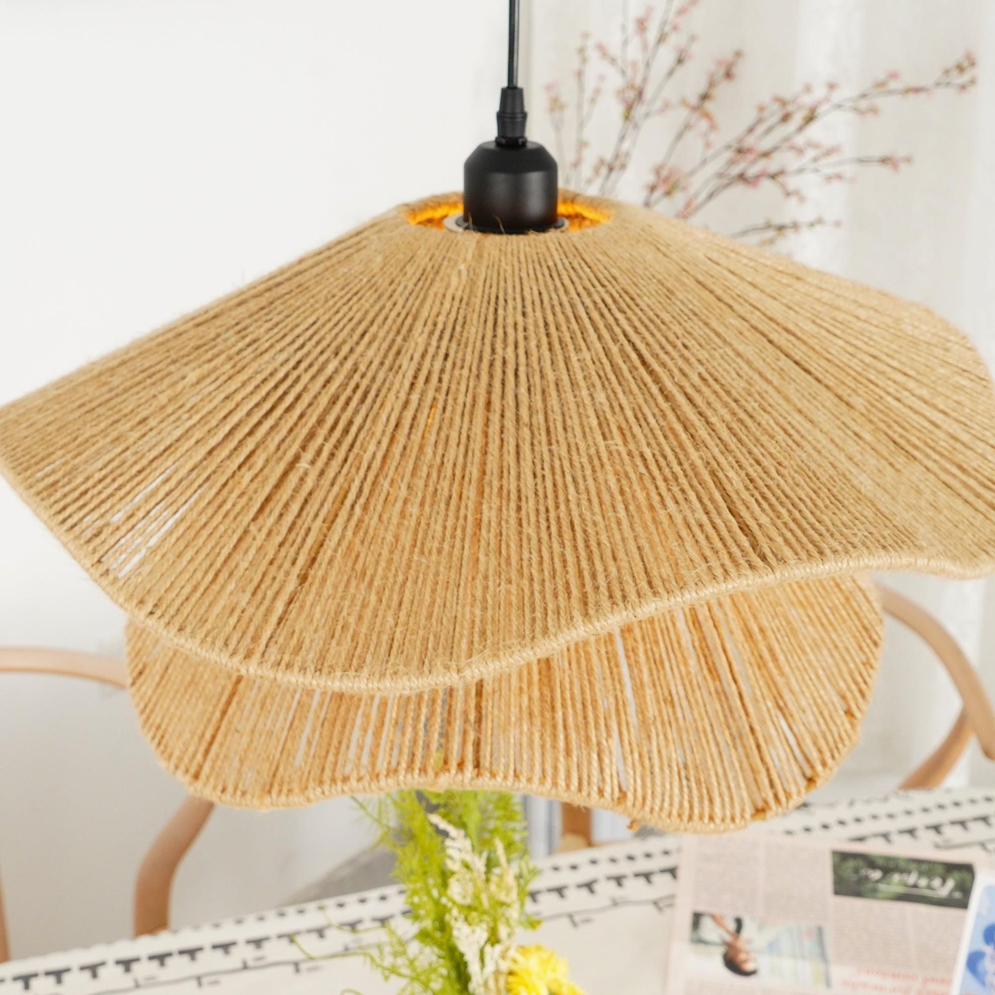 Straw Hat Lampe Suspendue Vague Tissée Organique