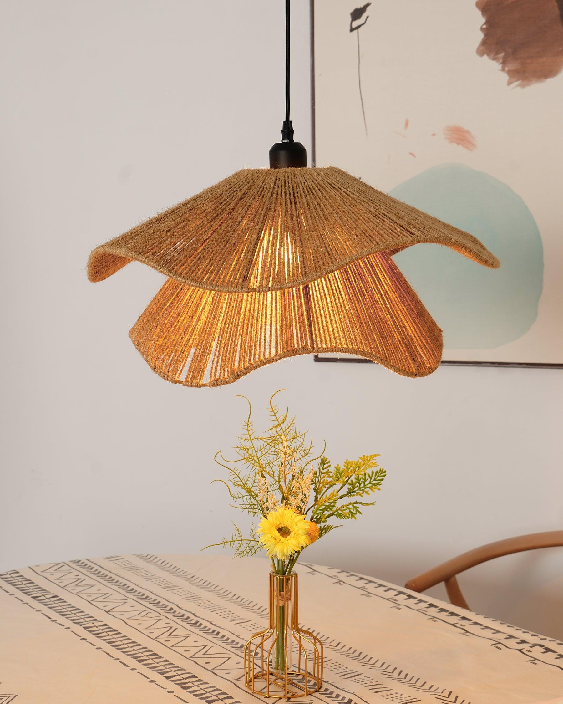 Straw Hat Lampe Suspendue Vague Tissée Organique