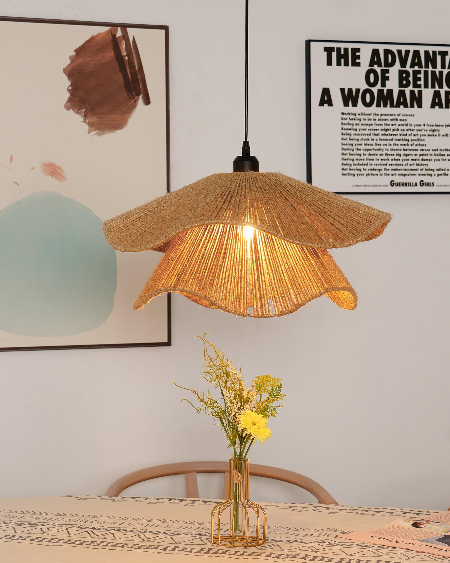 Straw Hat Lampe Suspendue Vague Tissée Organique