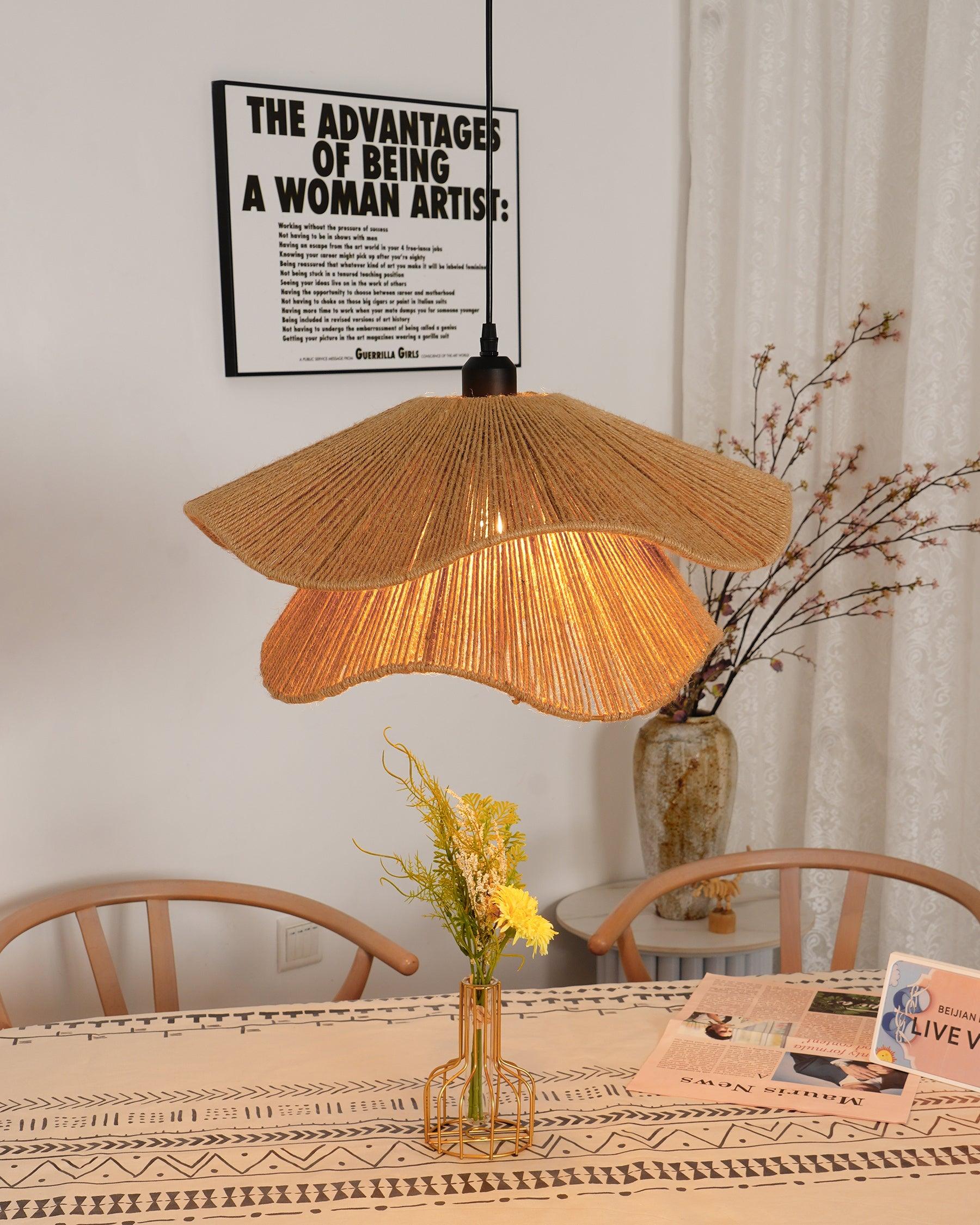 Straw Hat Lampe Suspendue Vague Tissée Organique