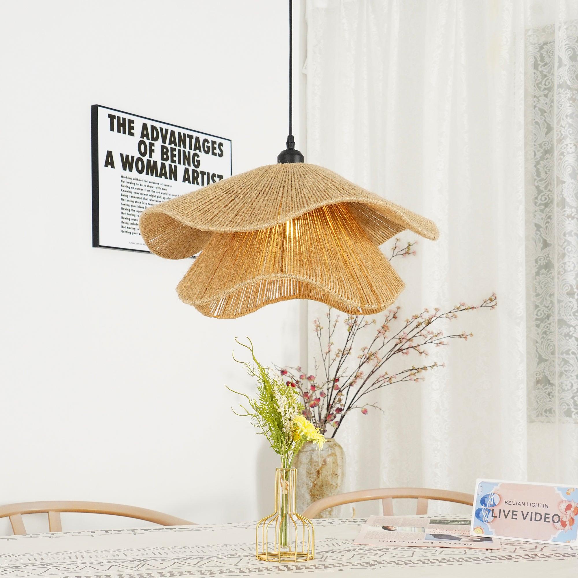 Straw Hat Lampe Suspendue Vague Tissée Organique