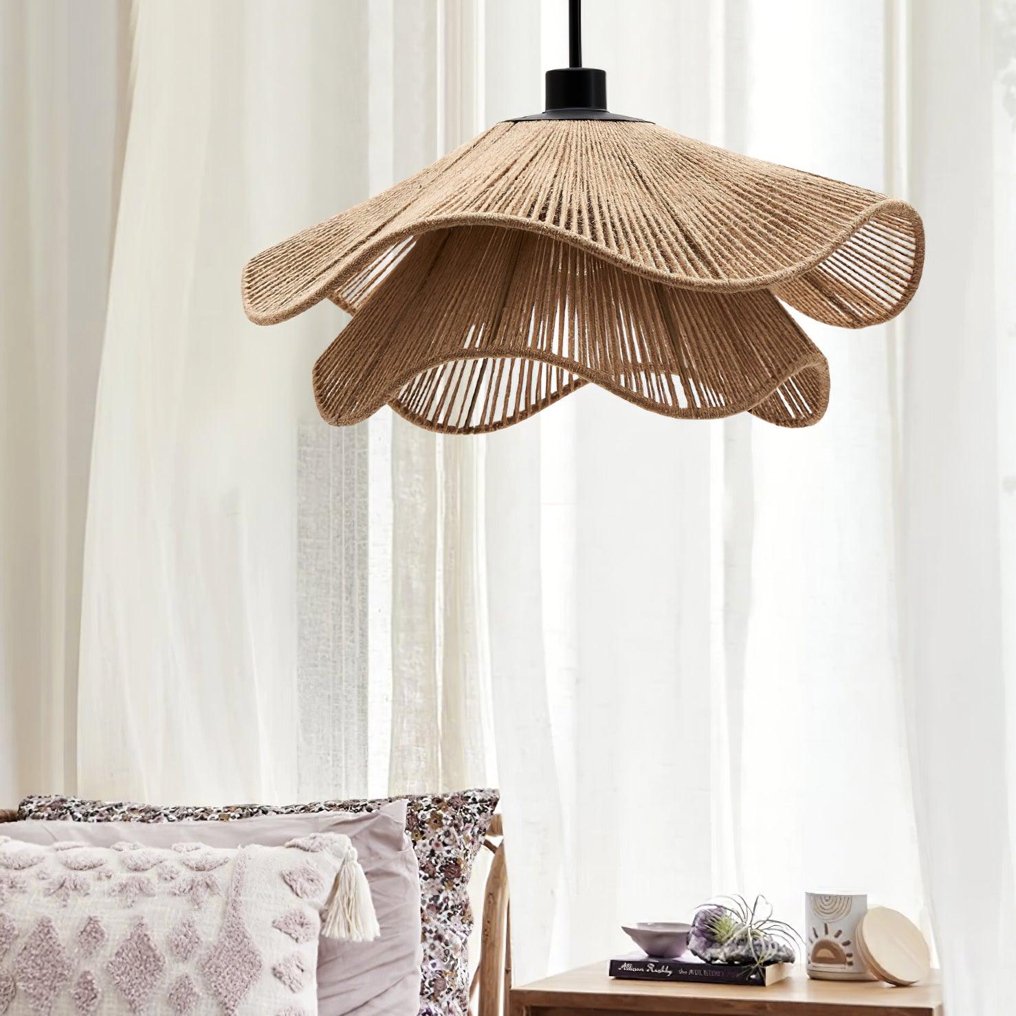 Straw Hat Lampe Suspendue Vague Tissée Organique