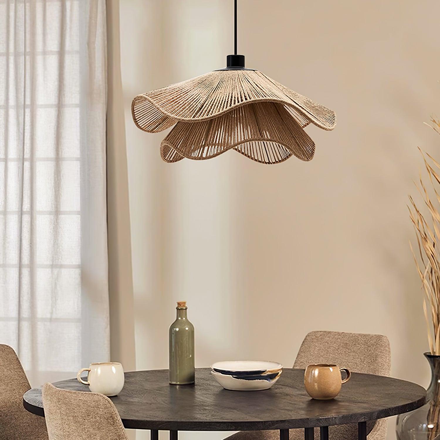 Straw Hat Lampe Suspendue Vague Tissée Organique