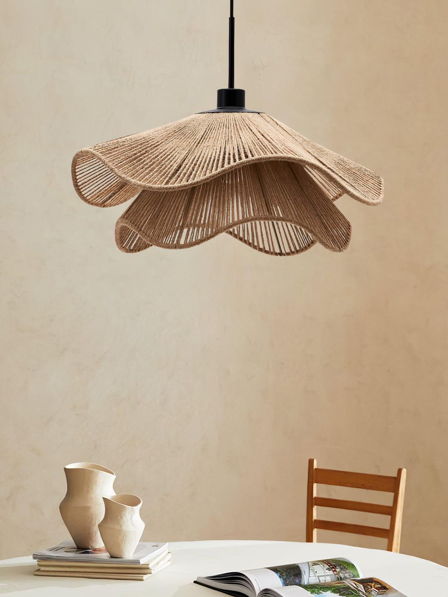 Straw Hat Lampe Suspendue Vague Tissée Organique