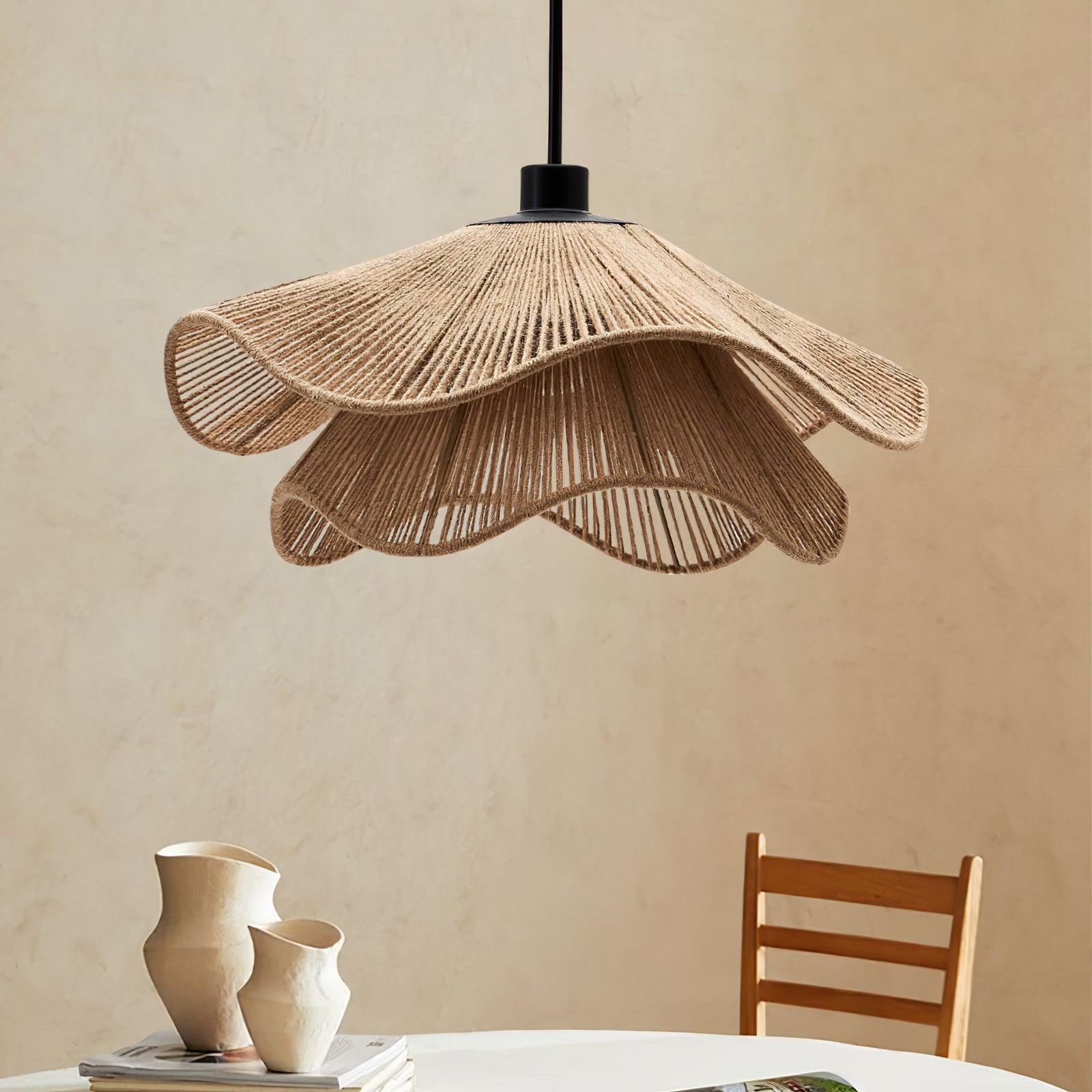 Straw Hat Lampe Suspendue Vague Tissée Organique