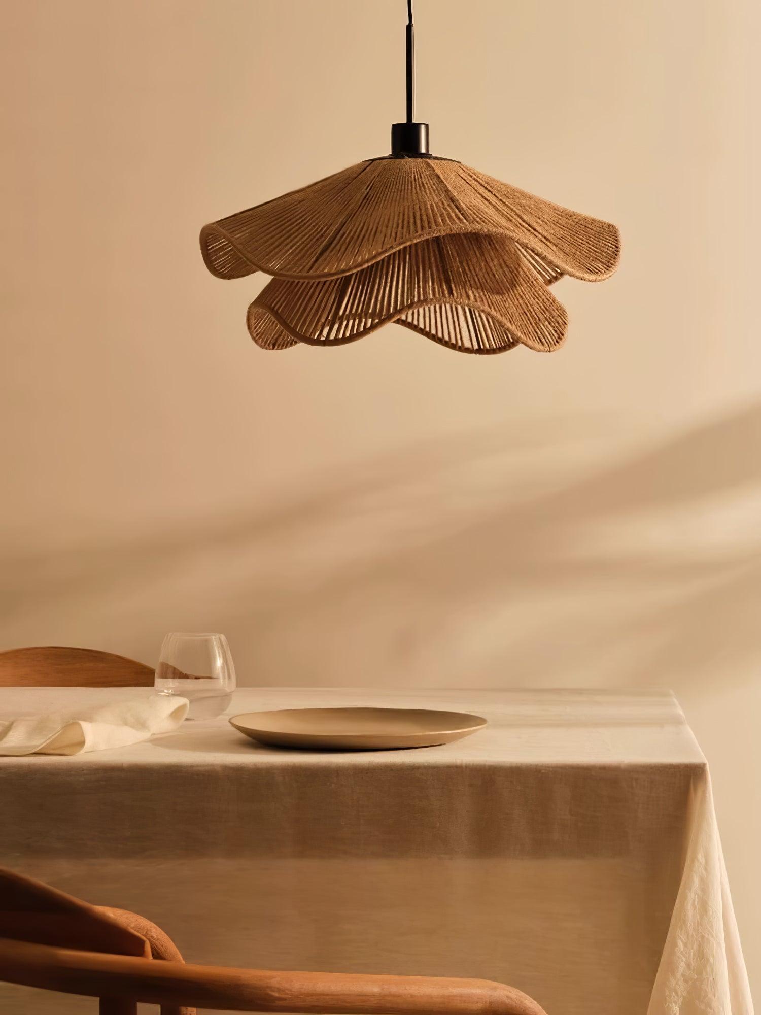 Straw Hat Lampe Suspendue Vague Tissée Organique