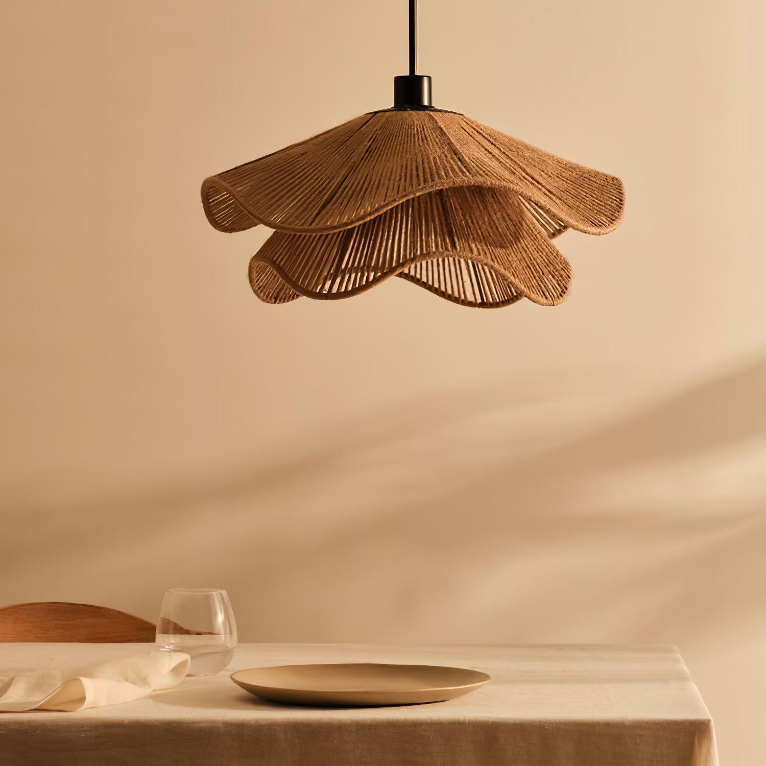 Straw Hat Lampe Suspendue Vague Tissée Organique