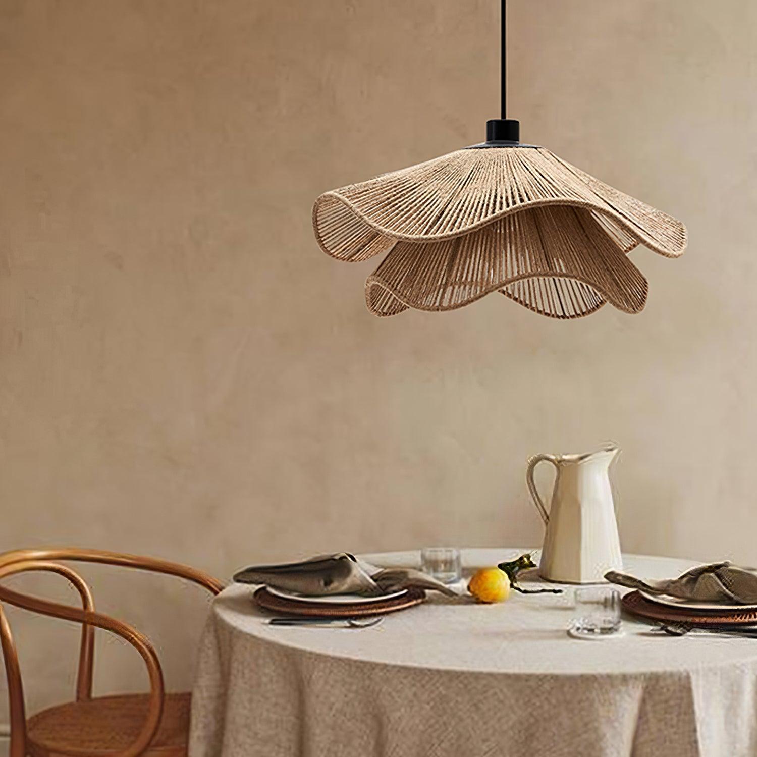 Straw Hat Lampe Suspendue Vague Tissée Organique