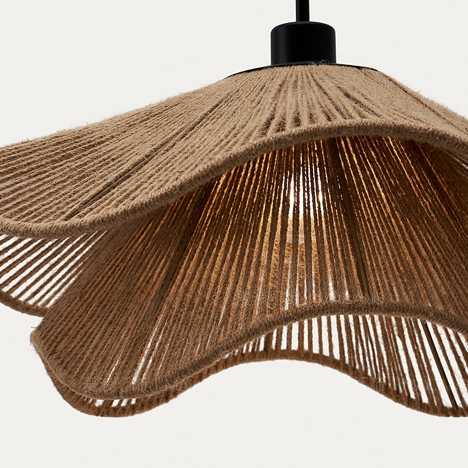 Lustra Suspension Lampe Chapeau de Paille Fait Main à Double Couche