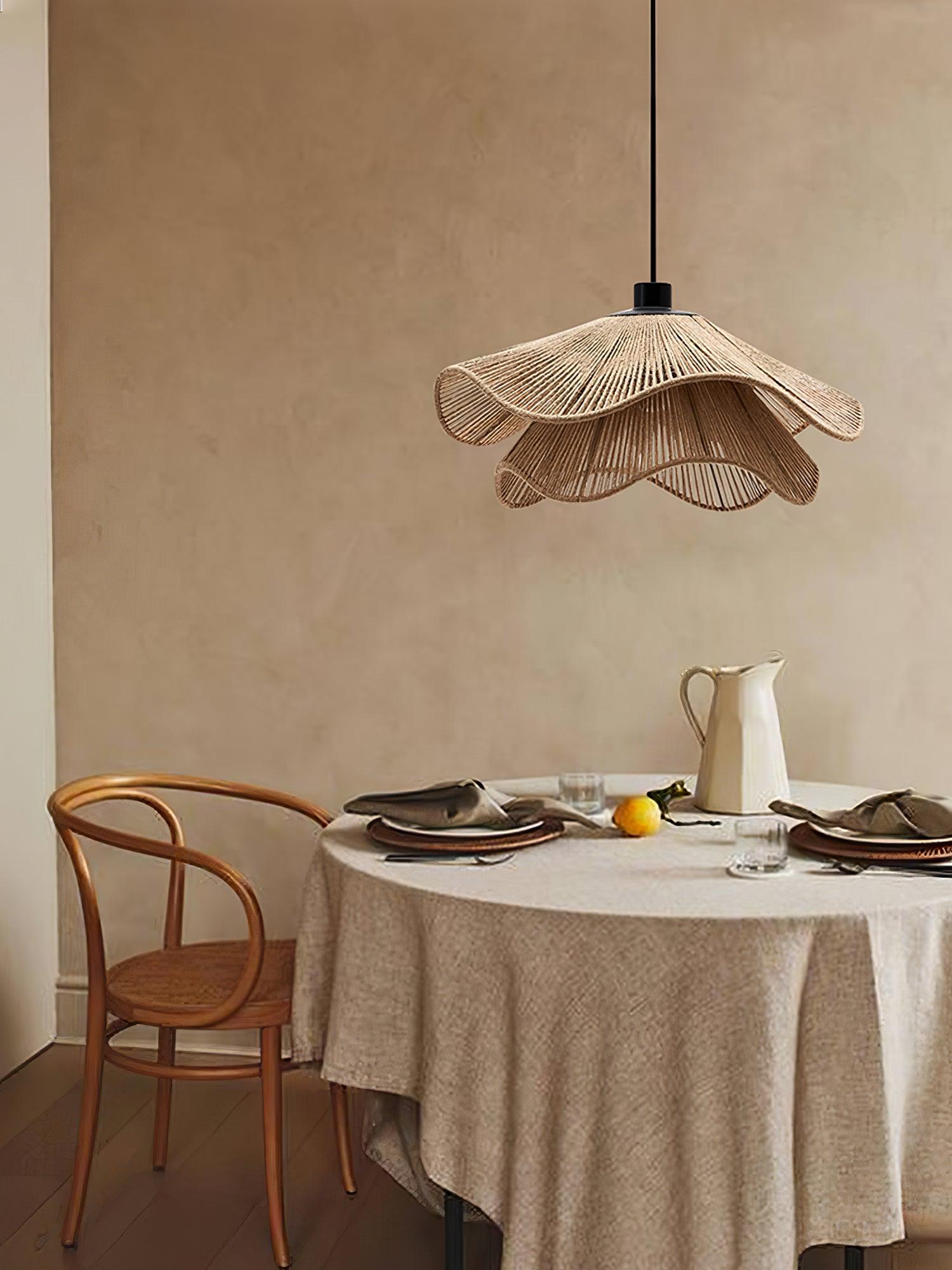 Straw Hat Lampe Suspendue Vague Tissée Organique