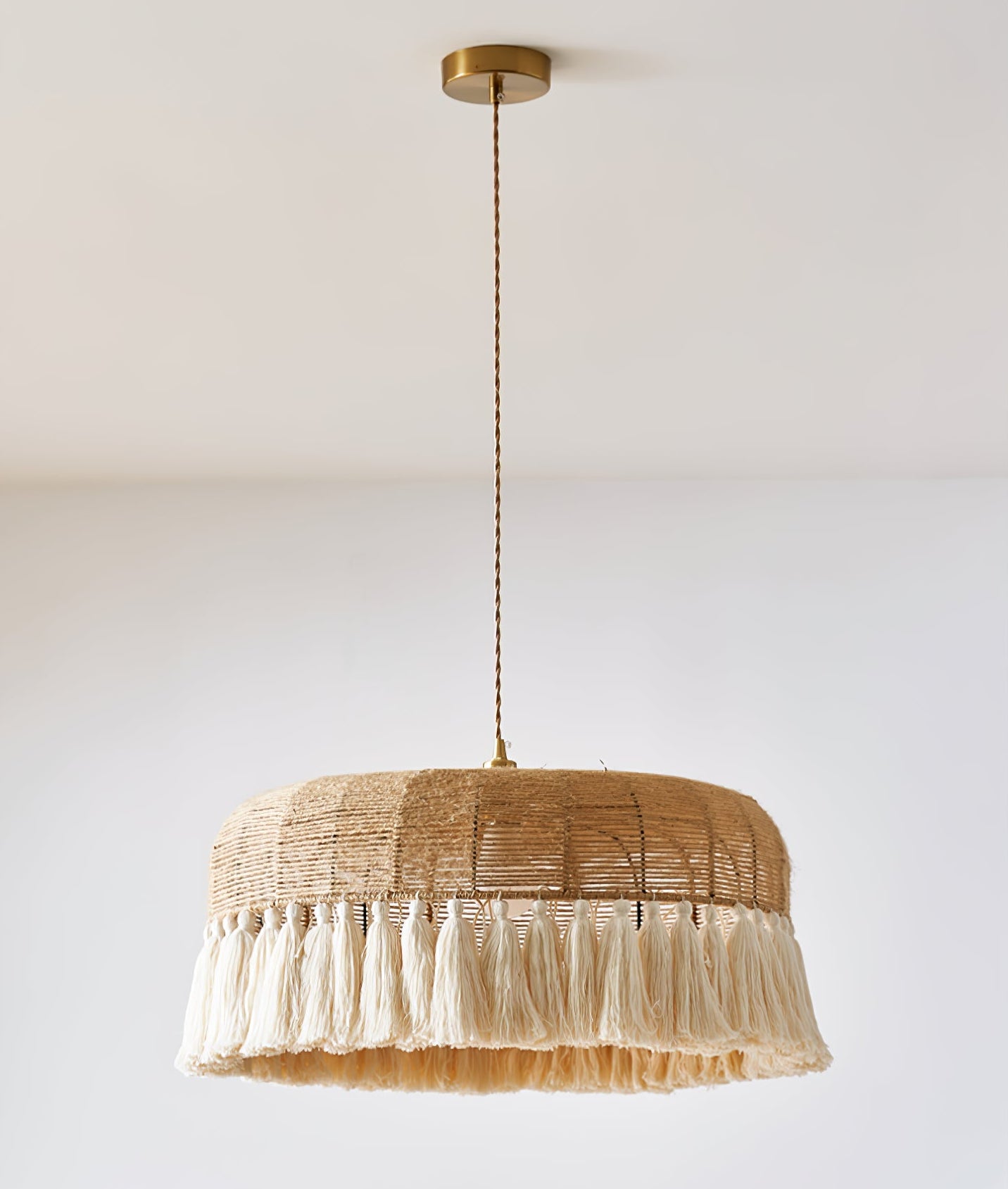 Boho Lampe Suspendue en Jute Tissée à la Main