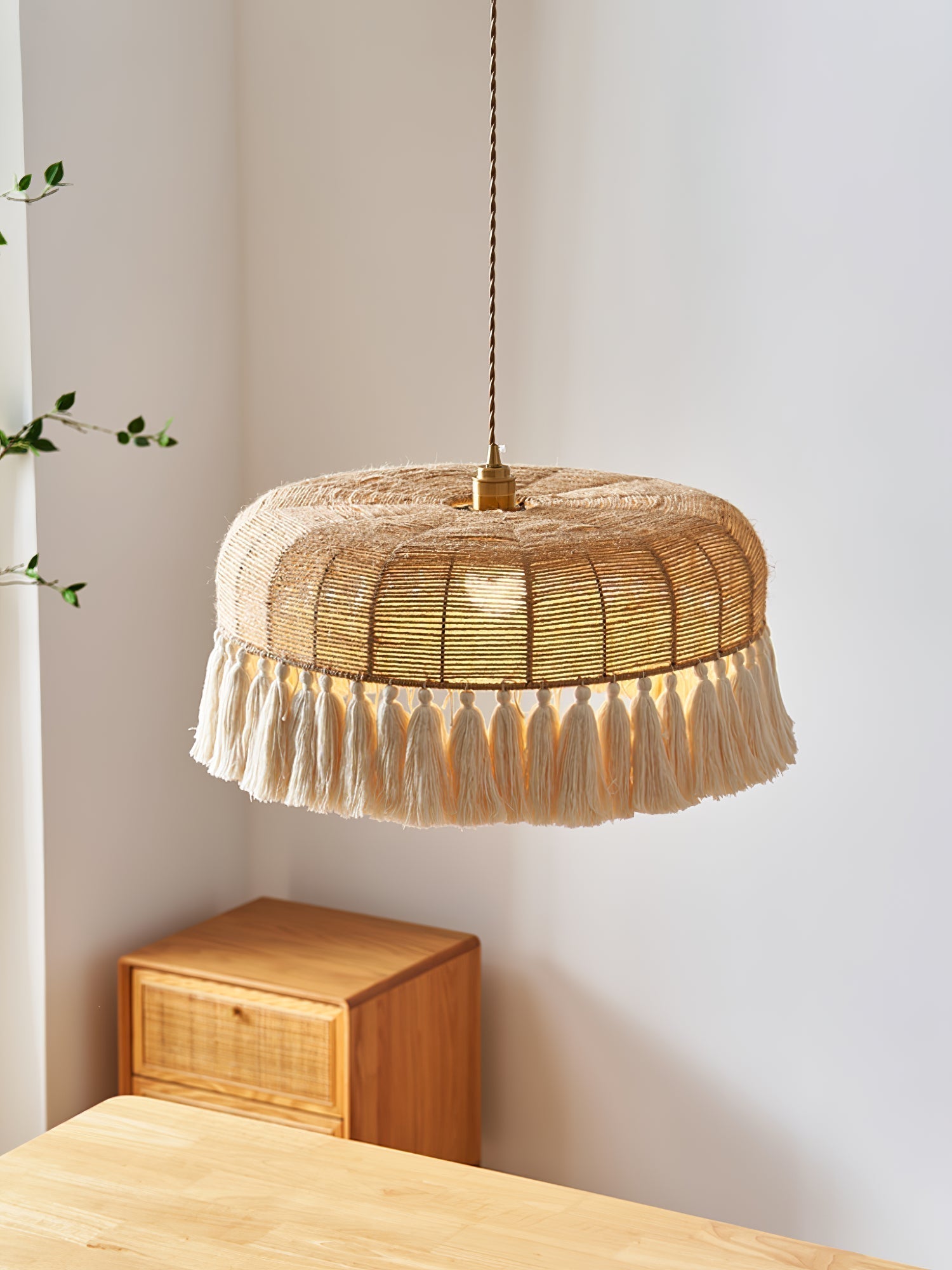 Boho Lampe Suspendue en Jute Tissée à la Main