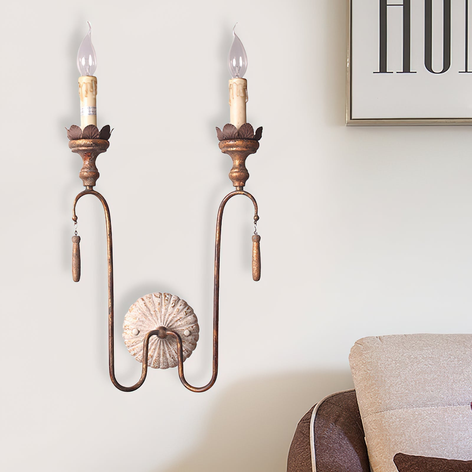 Avelaris Lampe Murale Vintage Industrielle en Bois et Métal