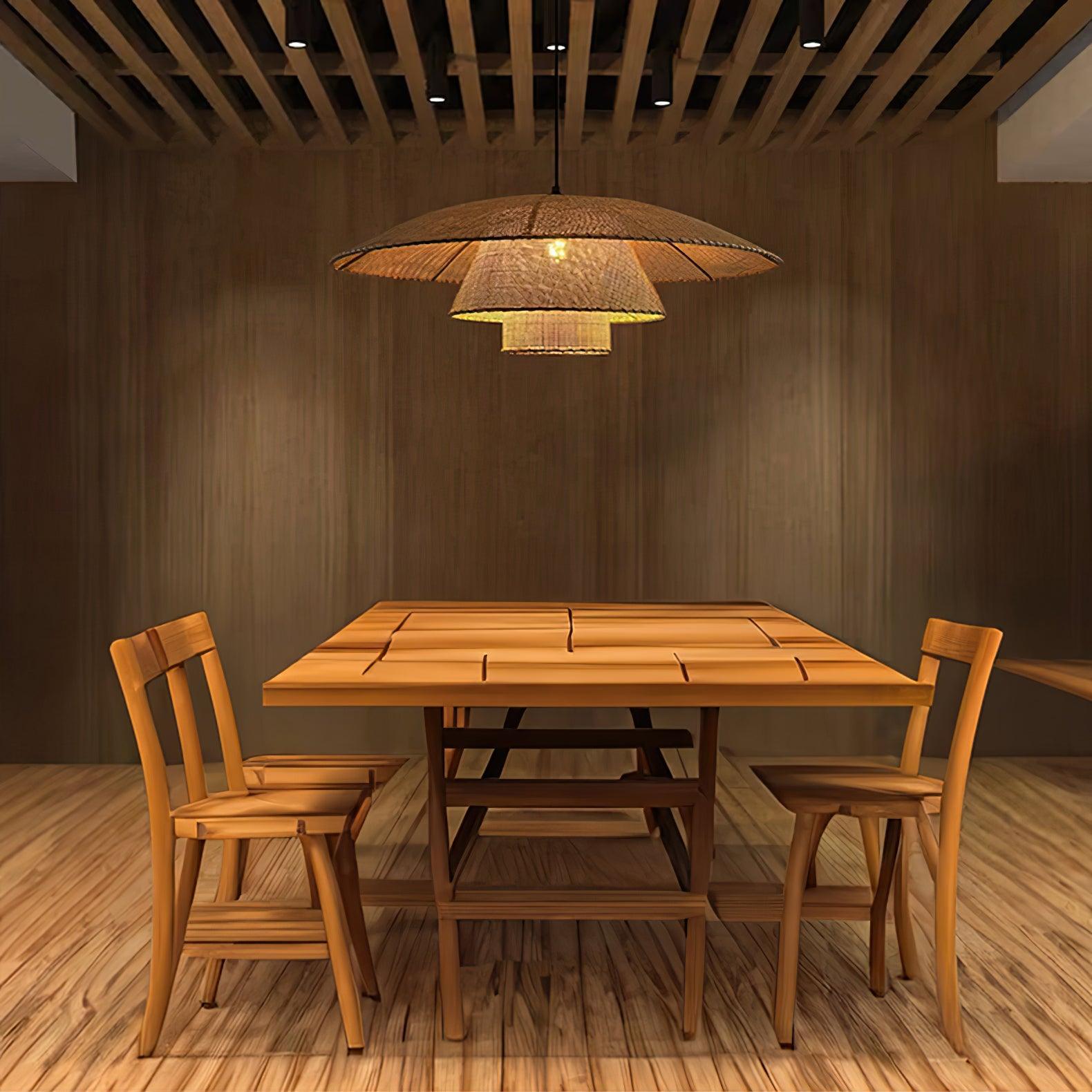 Orvellace Rotin Vintage Pendentif Lampe