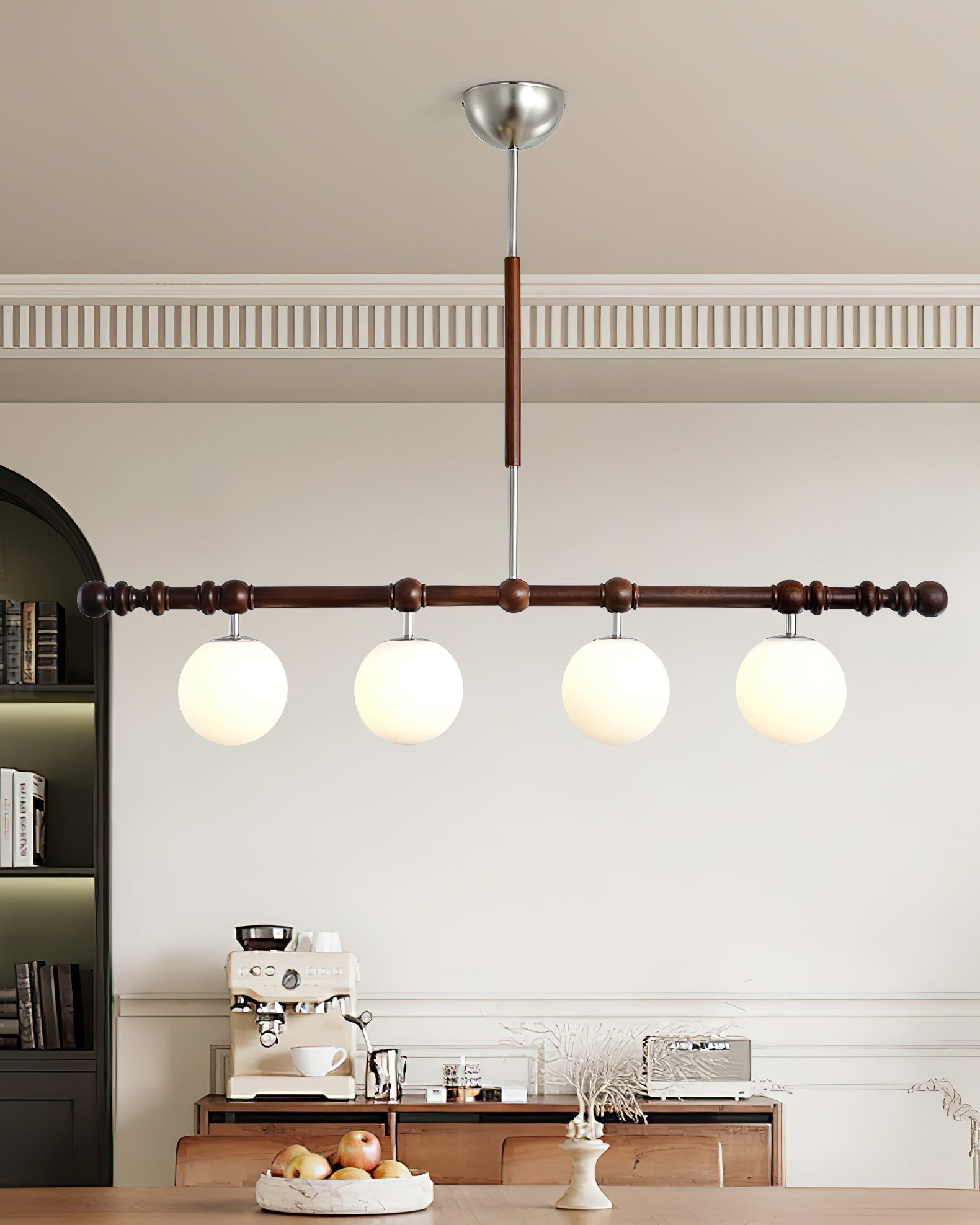 Hayes Lustre Bois Linéaire Boules en Verre