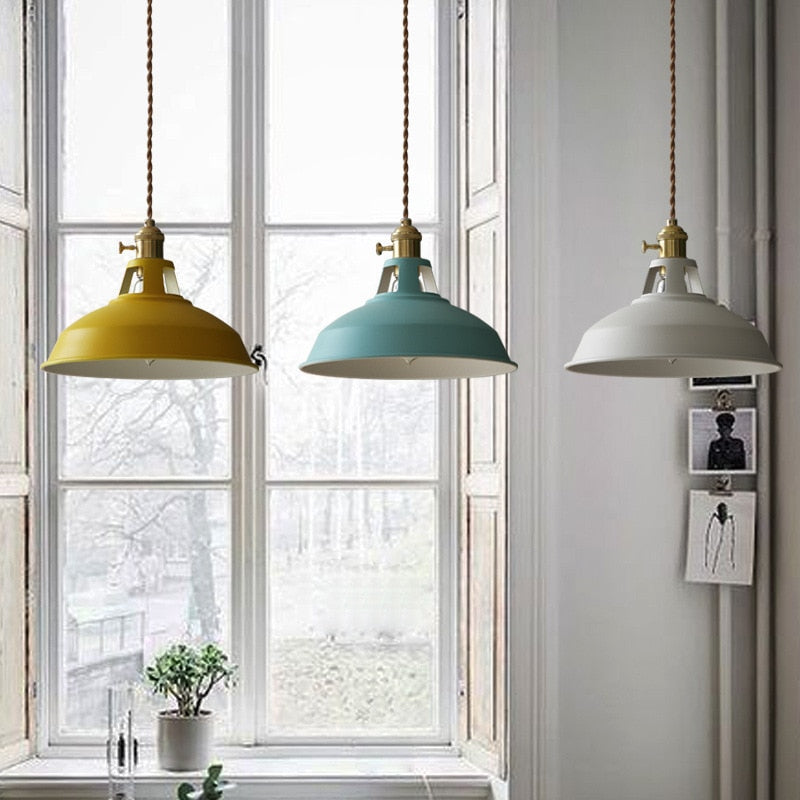 Jojo Lampe Suspension Luminaire Vintage. Métal. Noir/Blanc. Salle à Manger