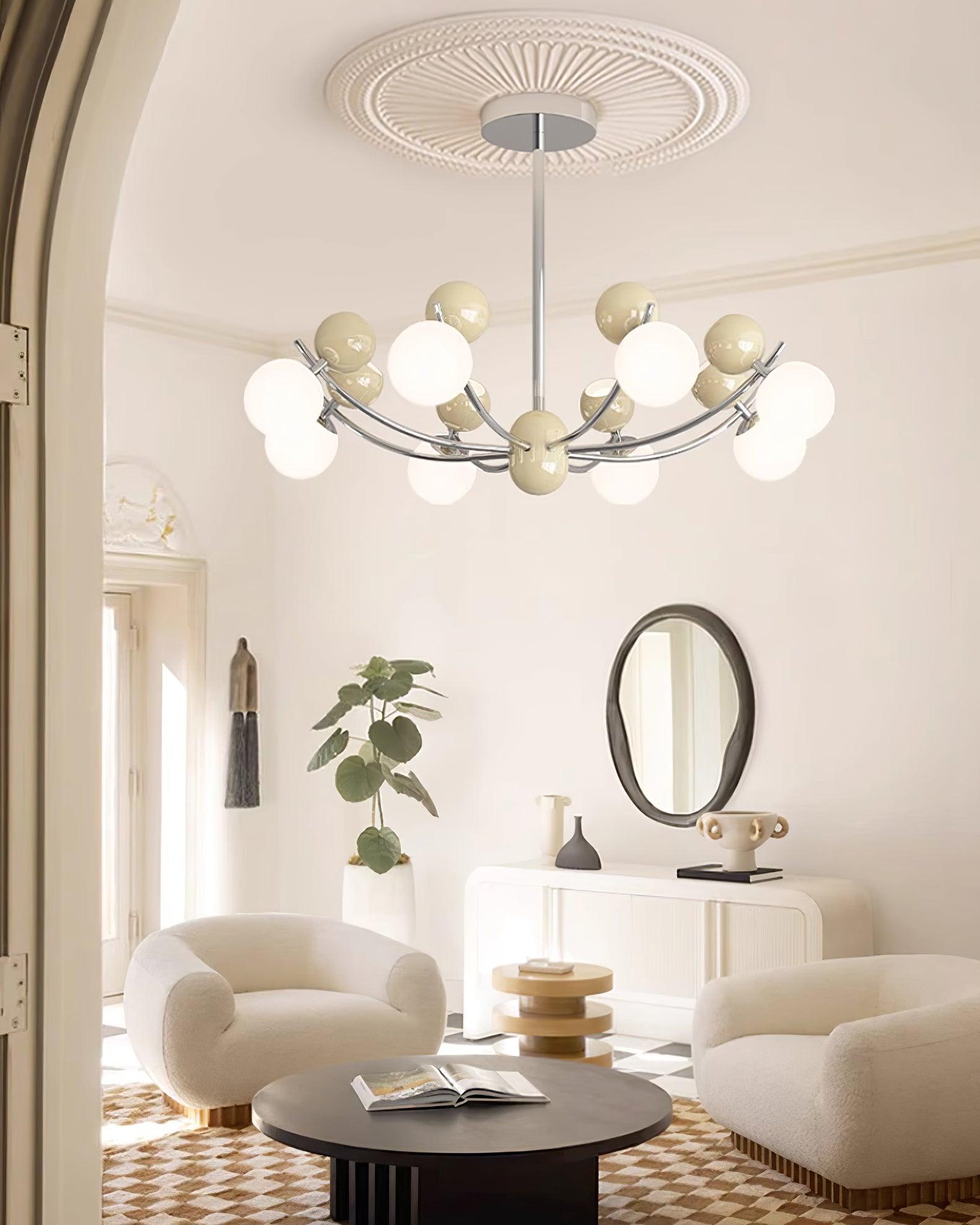 Helio Lustre Chrome Disposition d'Orbes Rouges