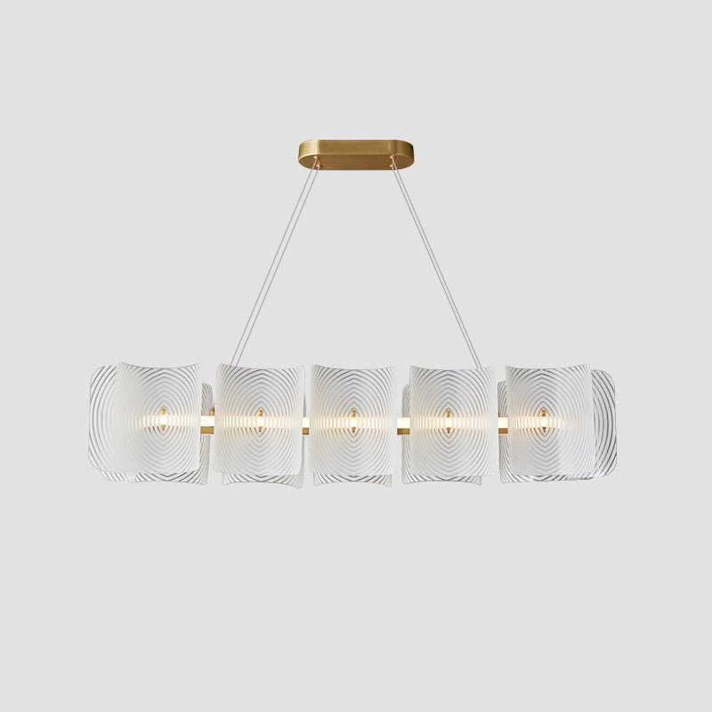 Virinia Postmoderne Luxe Rectangle Laiton Verre Suspension