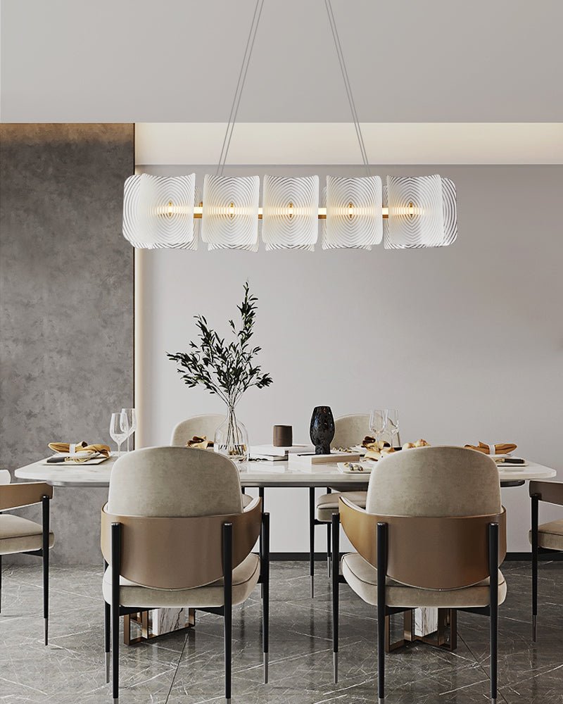 Virinia Postmoderne Luxe Rectangle Laiton Verre Suspension