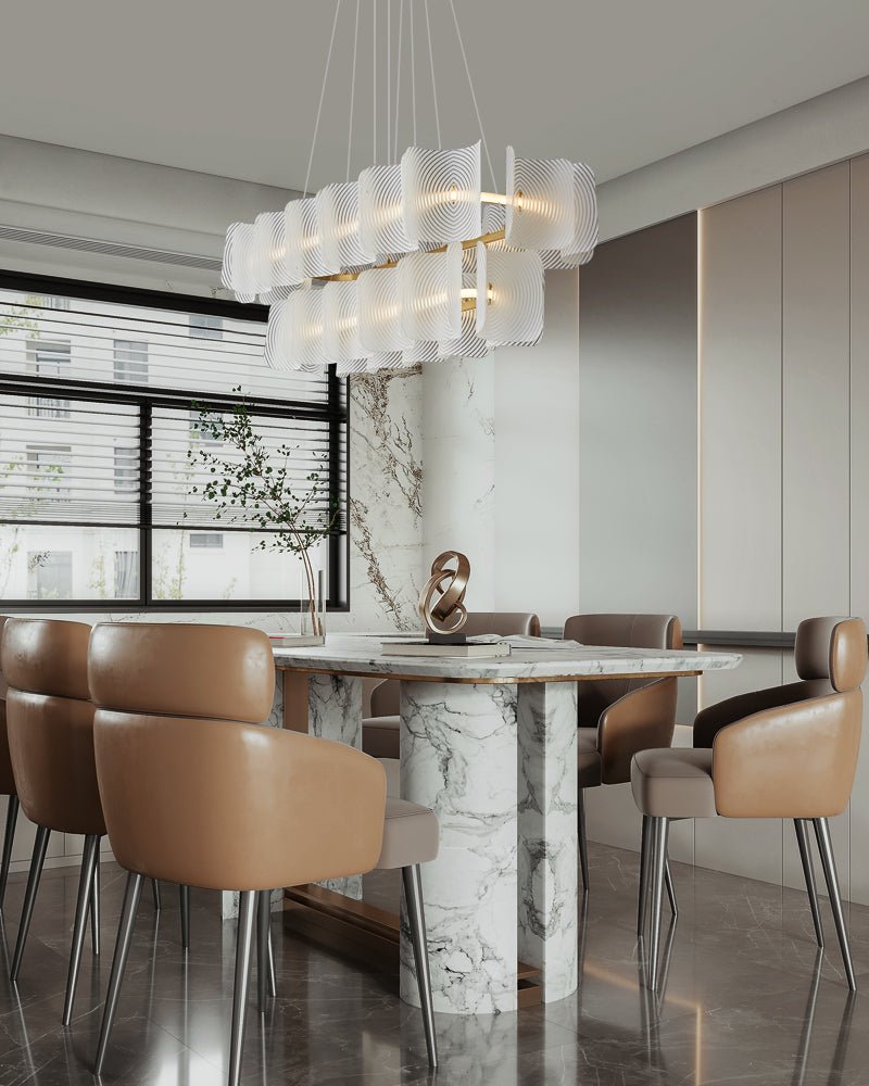 Virinia Postmoderne Luxe Rectangle Laiton Verre Suspension