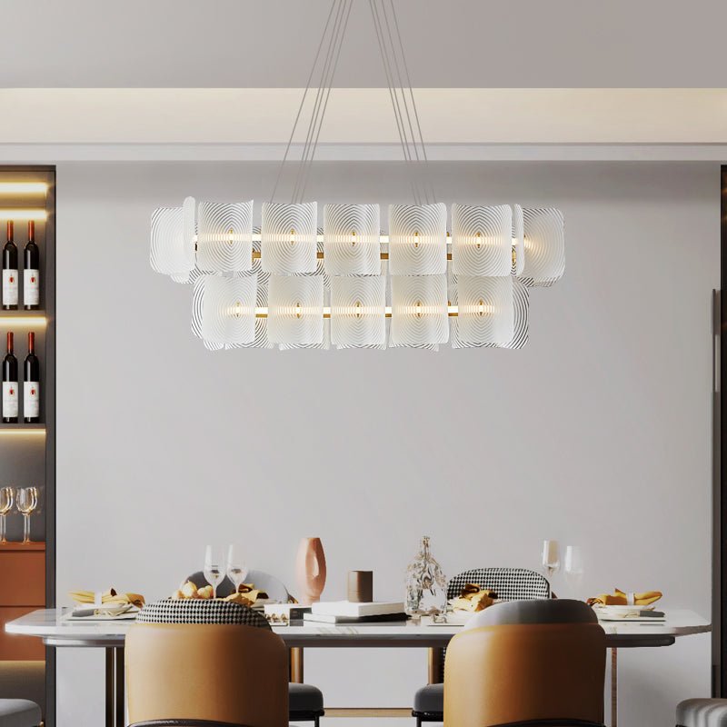 Virinia Postmoderne Luxe Rectangle Laiton Verre Suspension