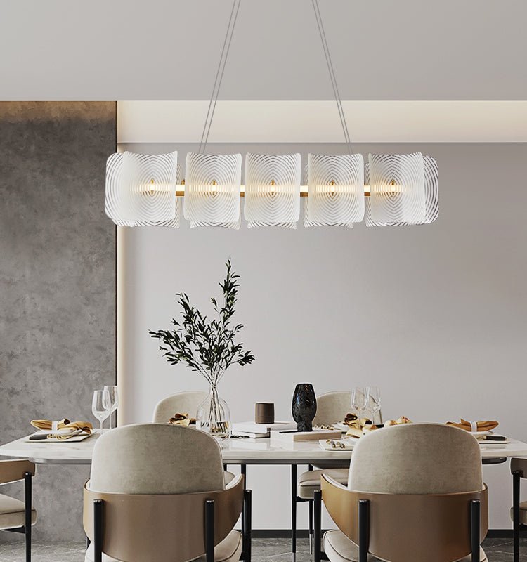 Virinia Postmoderne Luxe Rectangle Laiton Verre Suspension