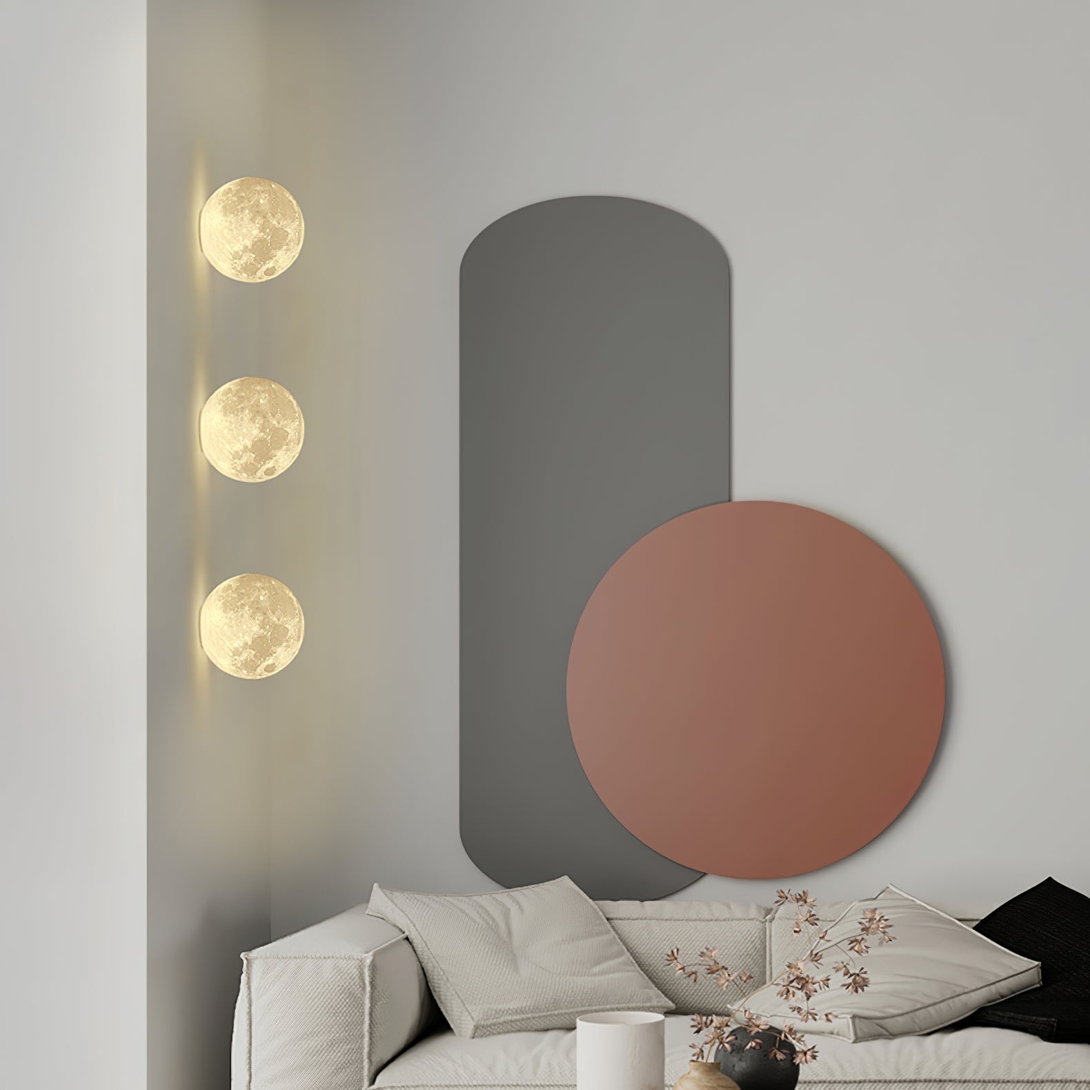 Olsolan Applique Murale 3D en Plastique Art Nordique Lune