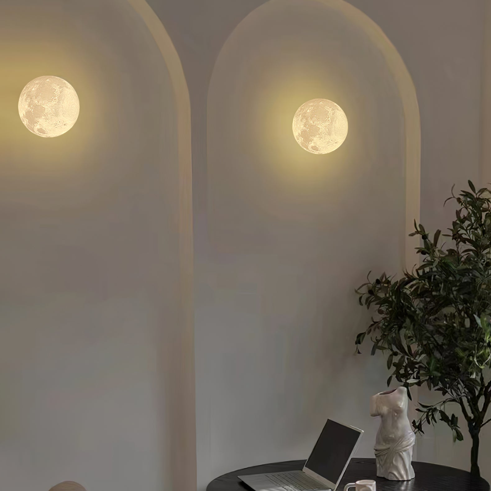 Olsolan Applique Murale 3D en Plastique Art Nordique Lune