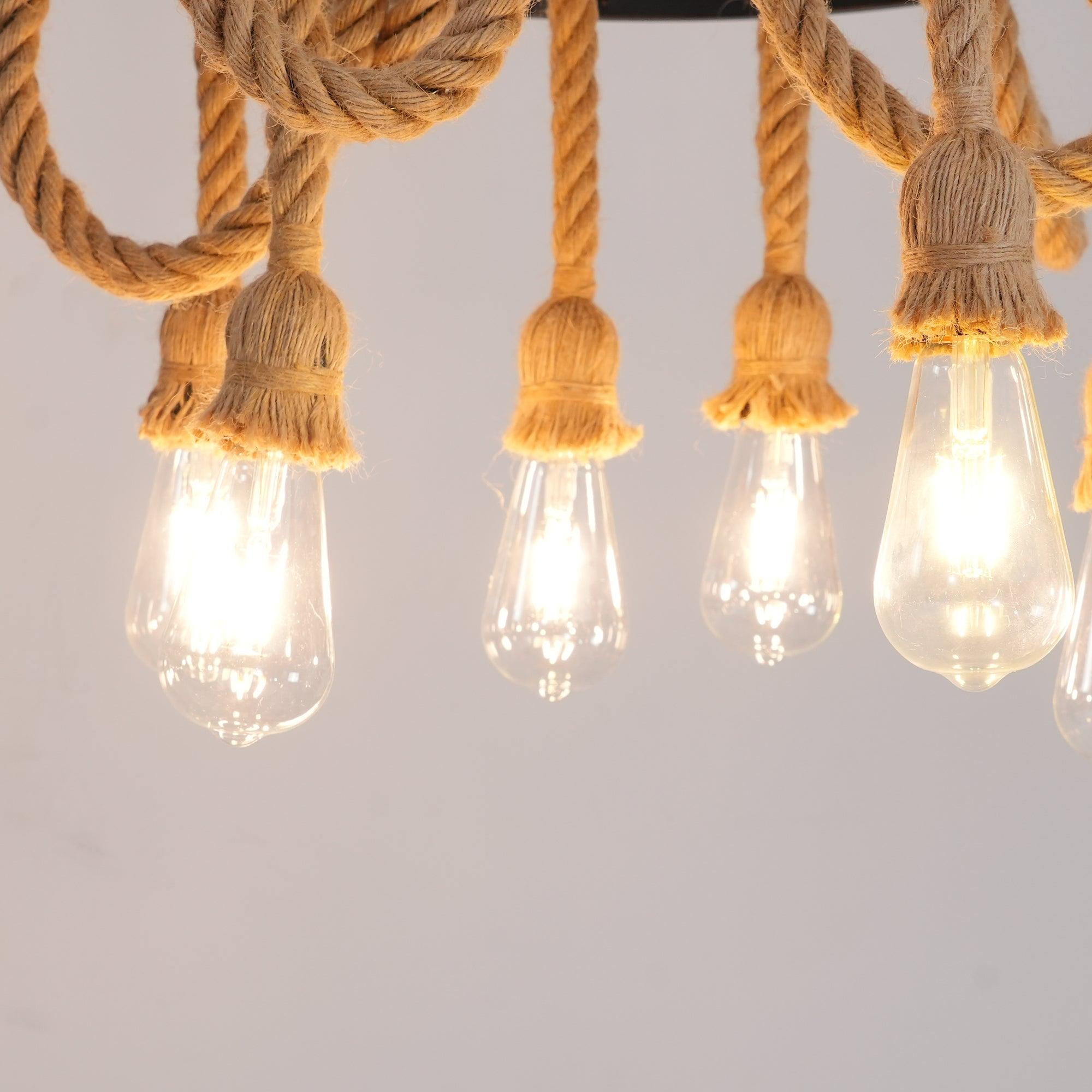 Lustra Lustre Corde de Chanvre Industriel Six Têtes