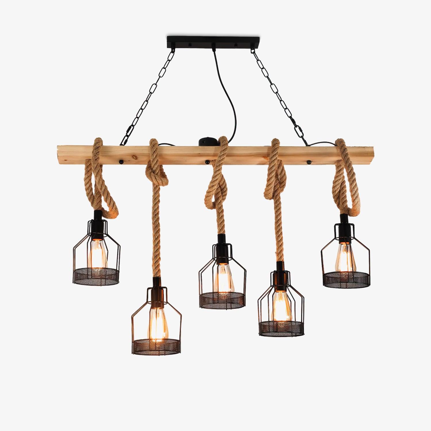 Lustra Suspension Lampe Corde de Chanvre Industriel