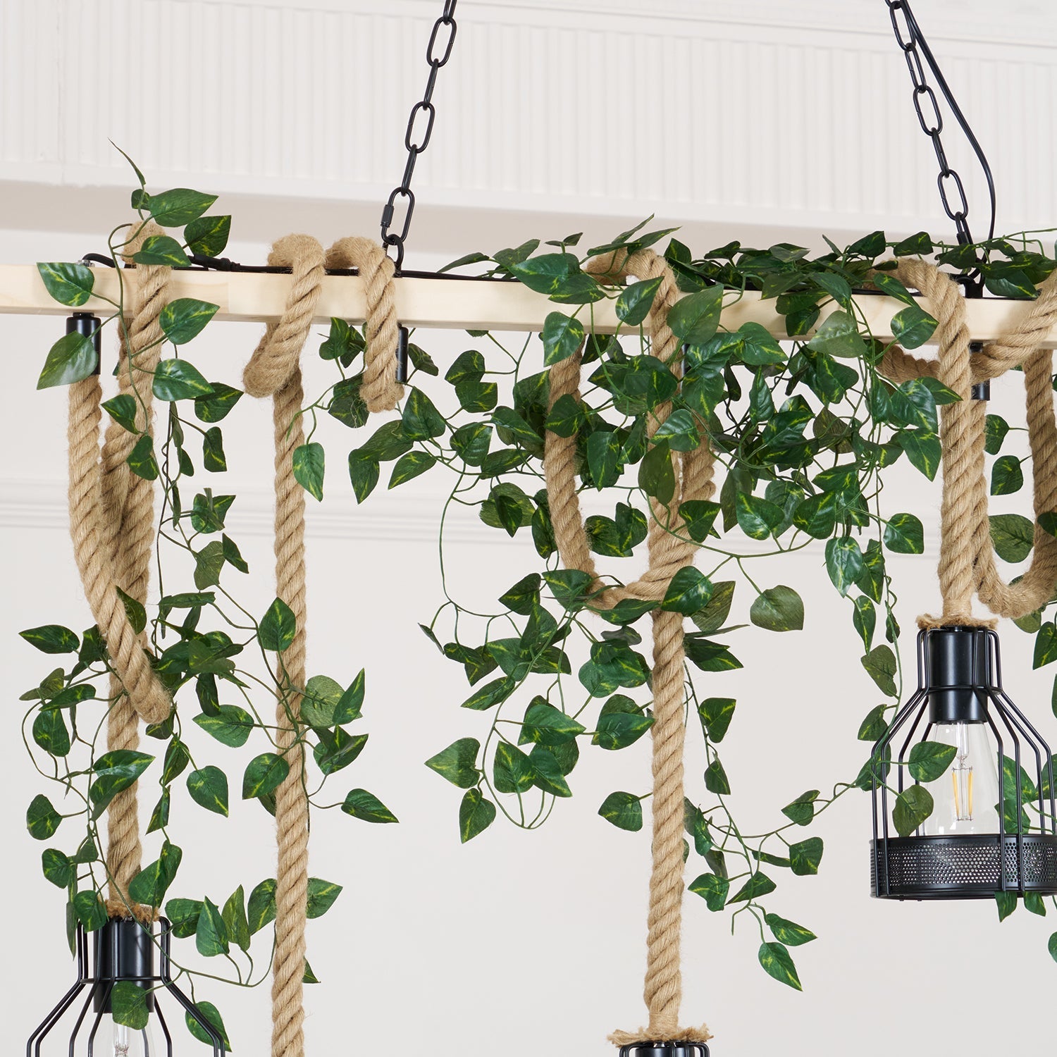 Lustra Suspension Lampe Corde de Chanvre Industriel