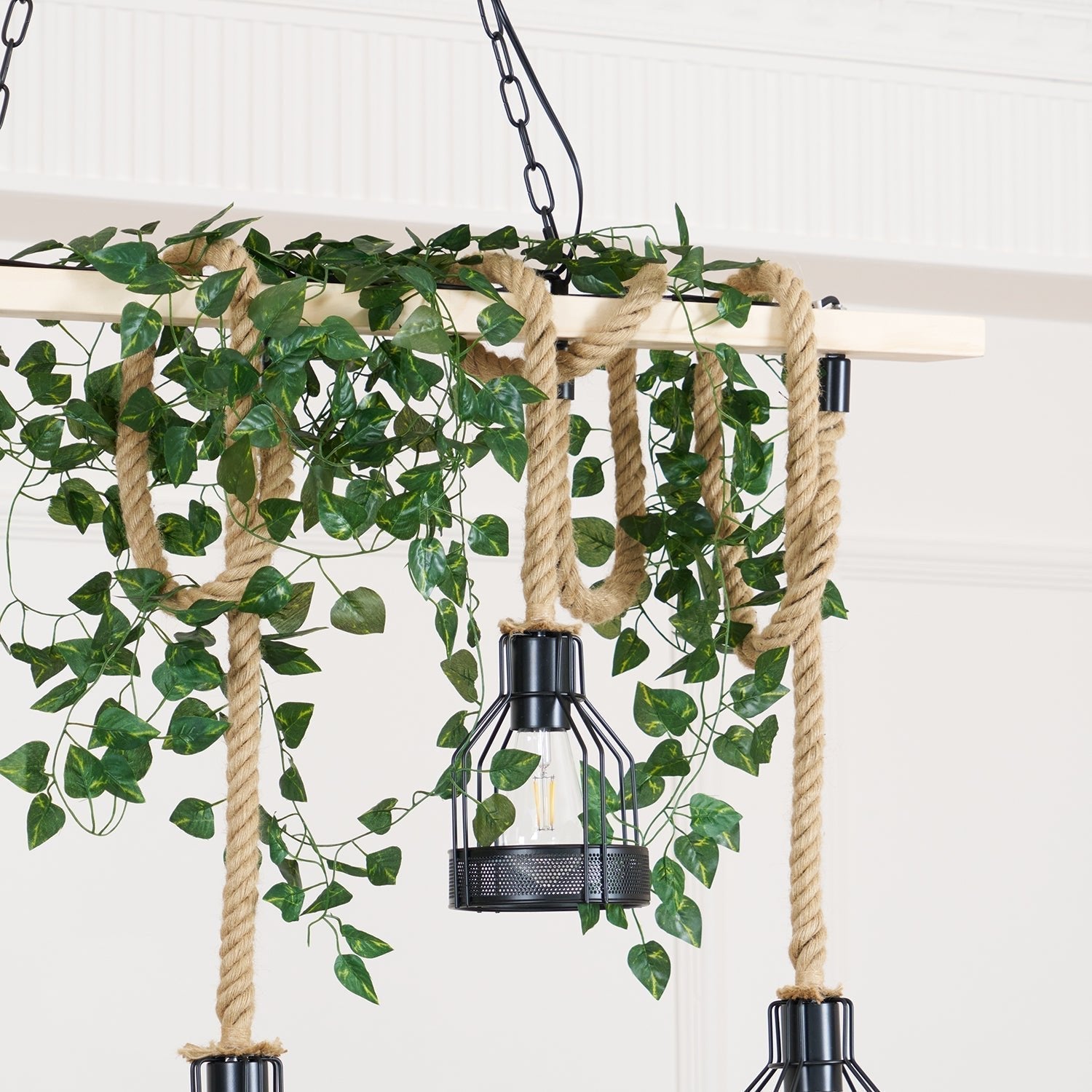 Lustra Suspension Lampe Corde de Chanvre Industriel