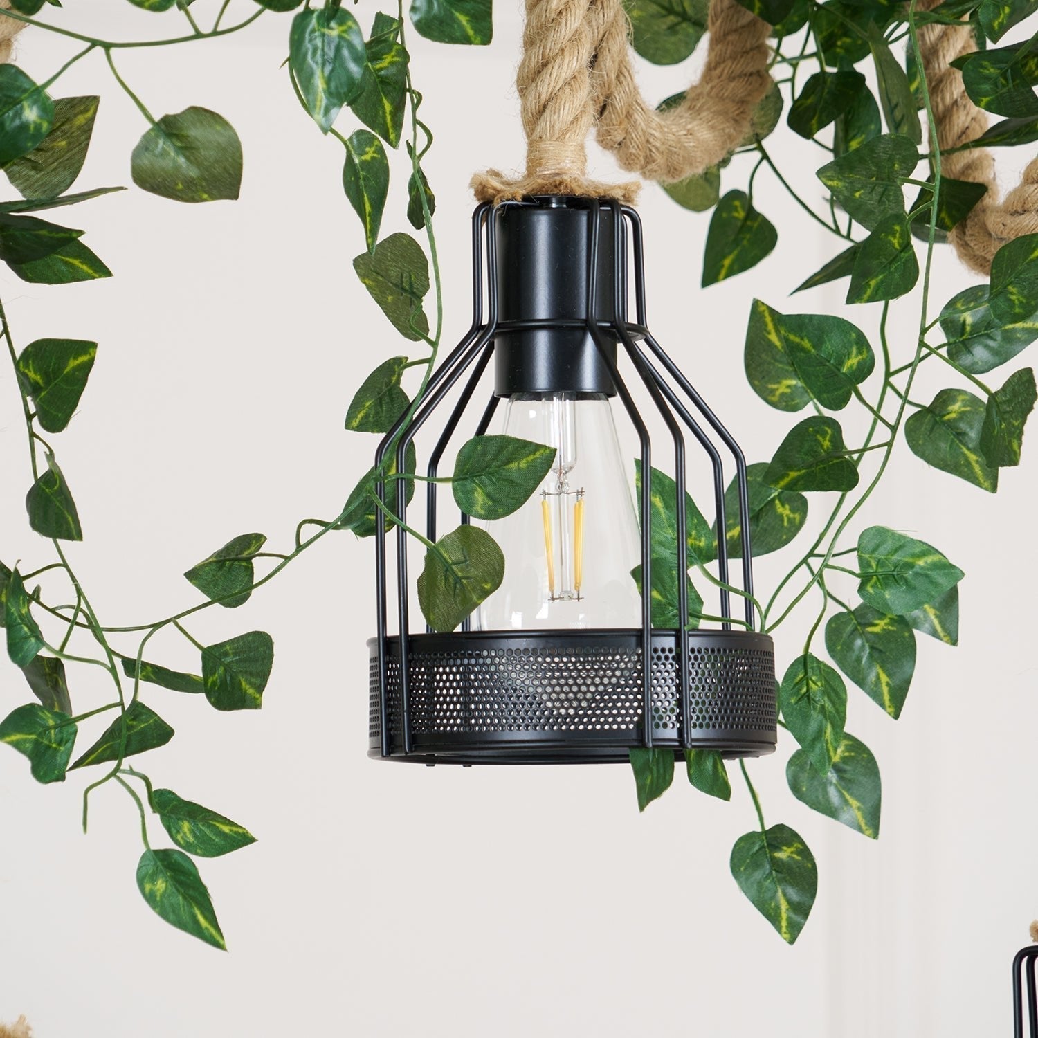 Lustra Suspension Lampe Corde de Chanvre Industriel