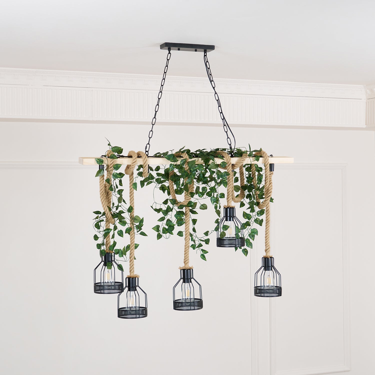 Lustra Suspension Lampe Corde de Chanvre Industriel