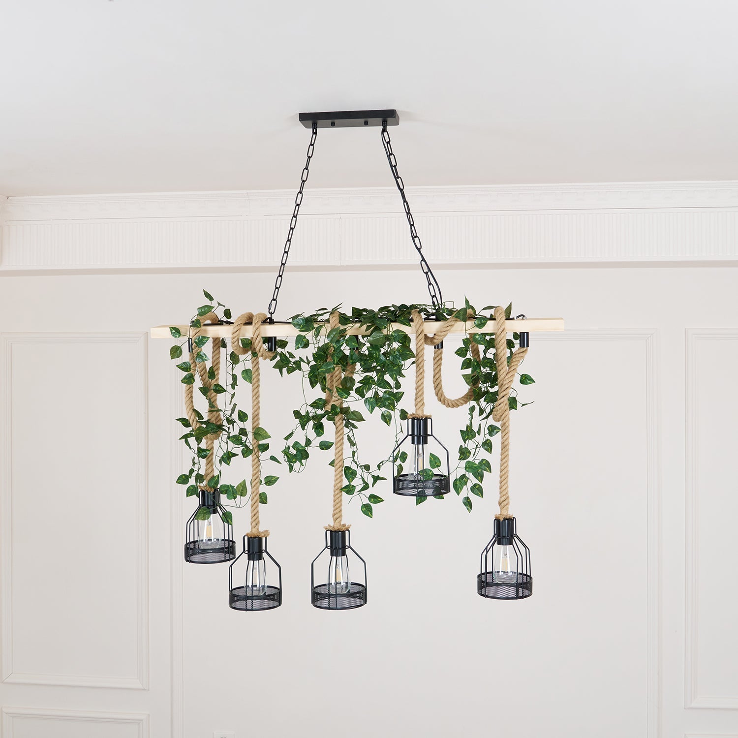 Lustra Suspension Lampe Corde de Chanvre Industriel