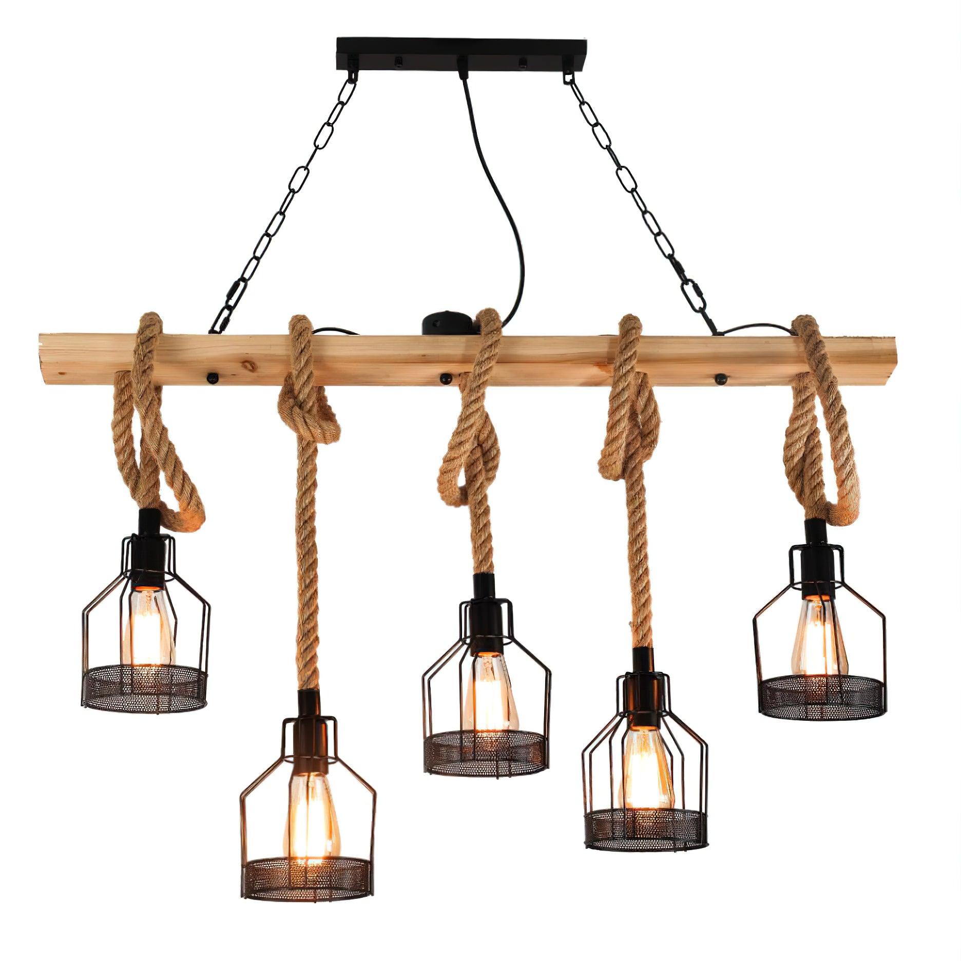 Lustra Suspension Lampe Corde de Chanvre Industriel