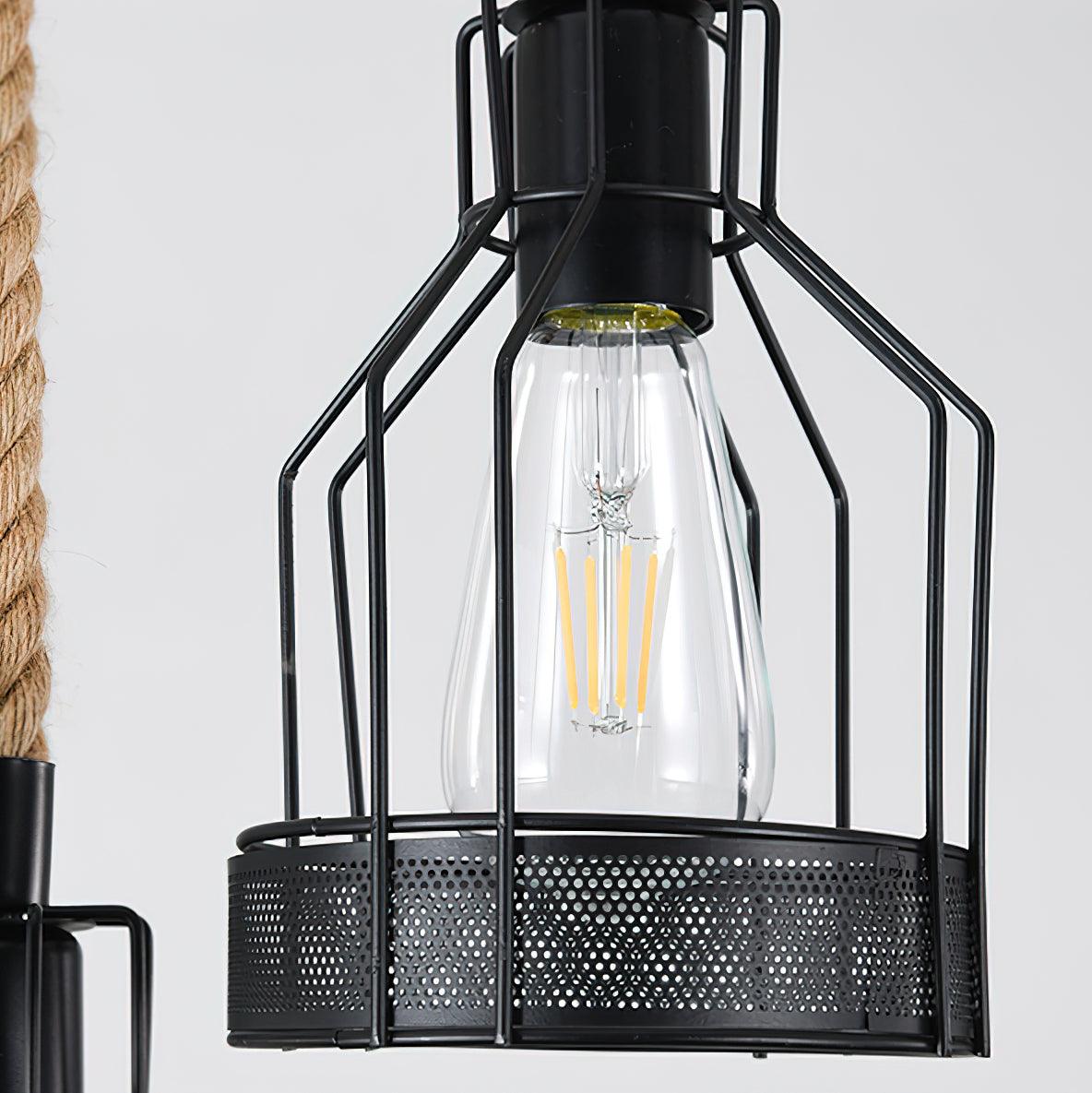 Lustra Suspension Lampe Corde de Chanvre Industriel