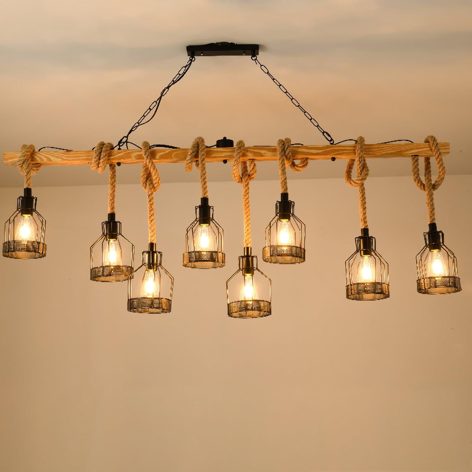 Lustra Suspension Lampe Corde de Chanvre Industriel