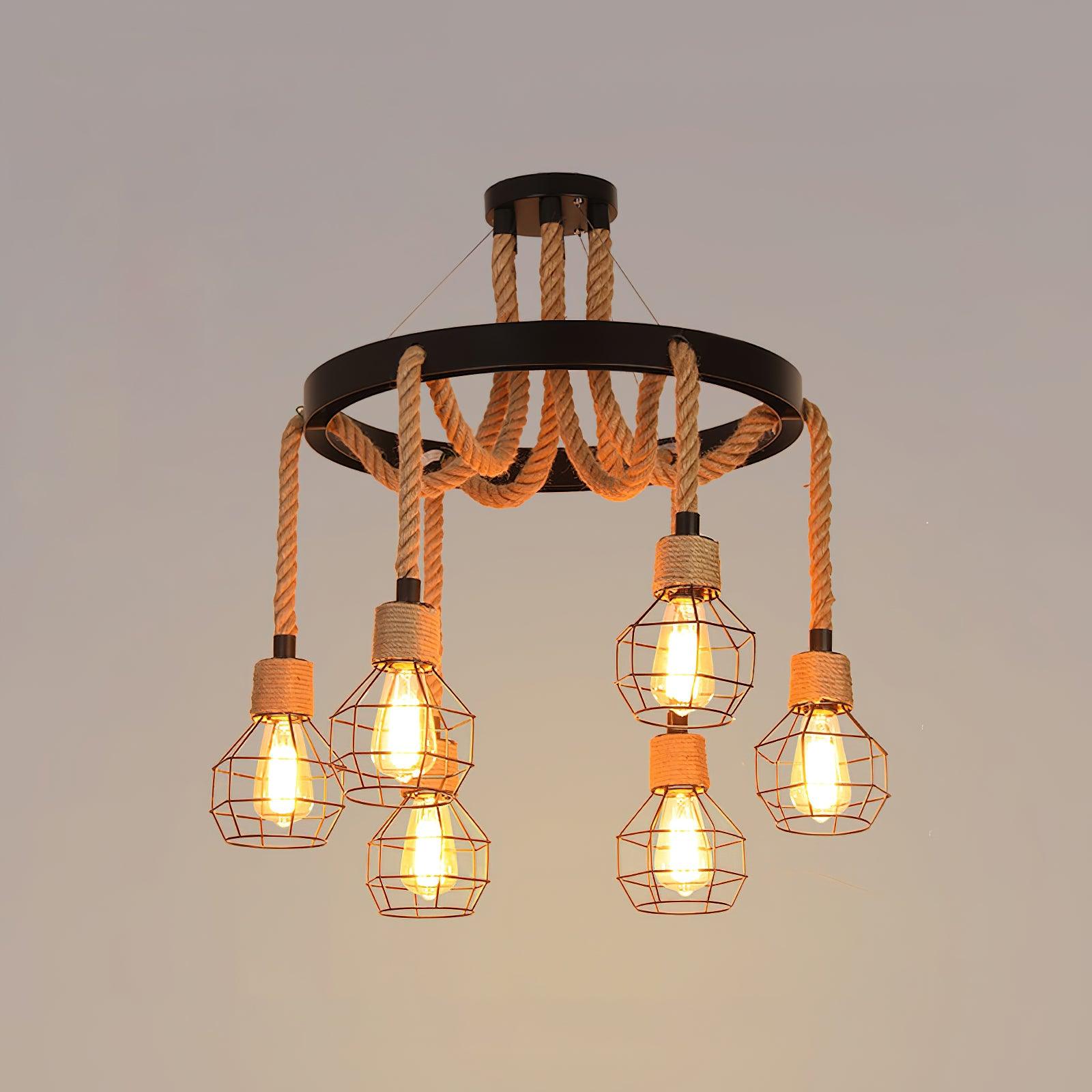 Lustra Lustre en Corde de Chanvre Industriel