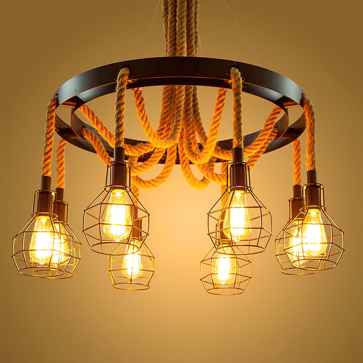 Lustra Lustre en Corde de Chanvre Industriel