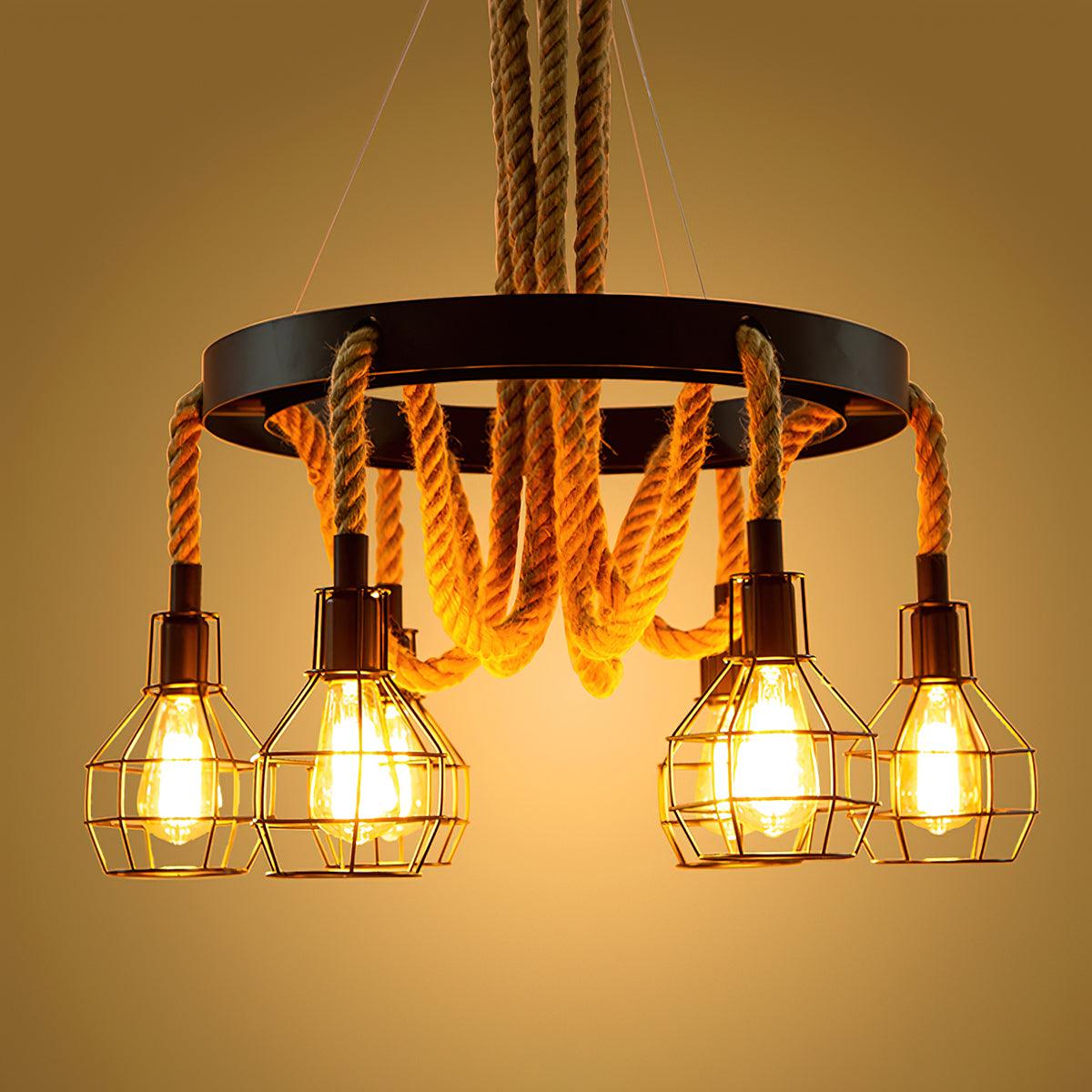 Lustra Lustre en Corde de Chanvre Industriel
