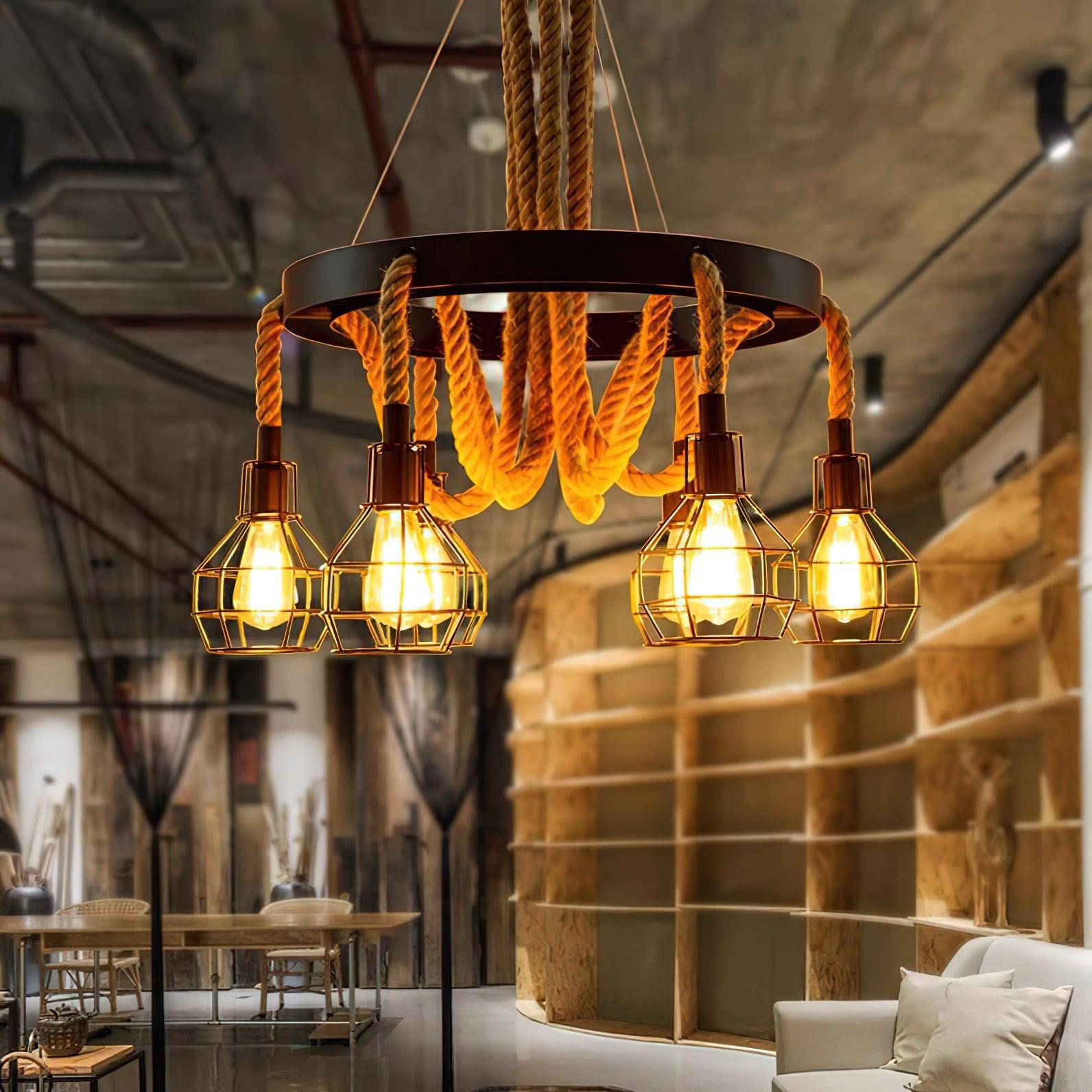 Lustra Lustre en Corde de Chanvre Industriel