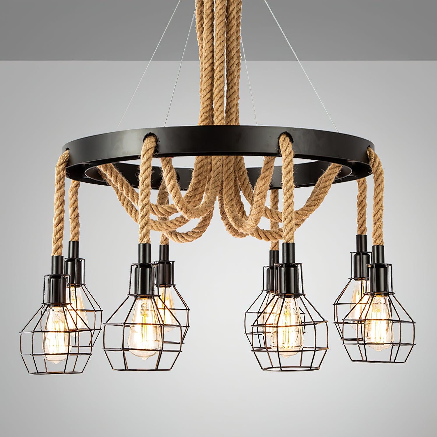 Lustra Lustre en Corde de Chanvre Industriel
