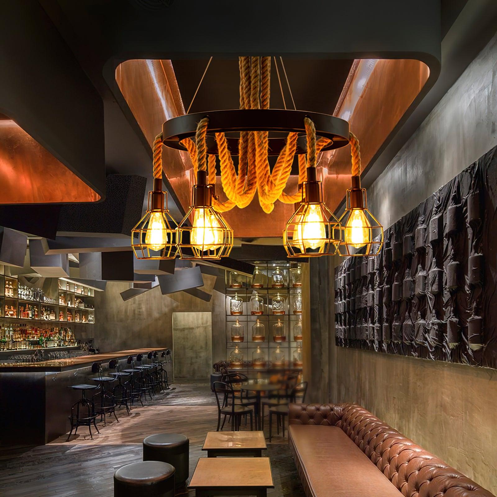 Lustra Lustre en Corde de Chanvre Industriel